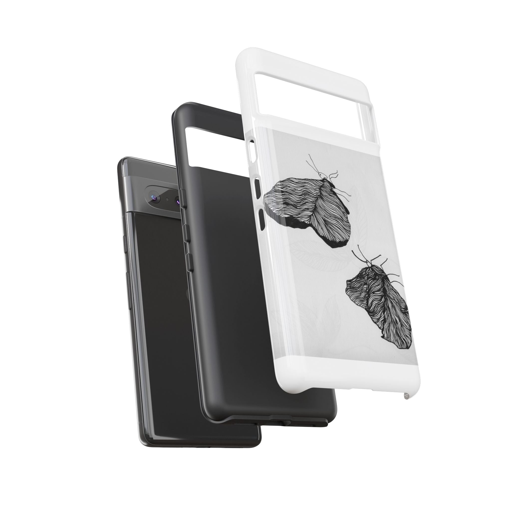 Moth Sketch Phone Case — Minimal Monochrome Insect Art iPhone Cover