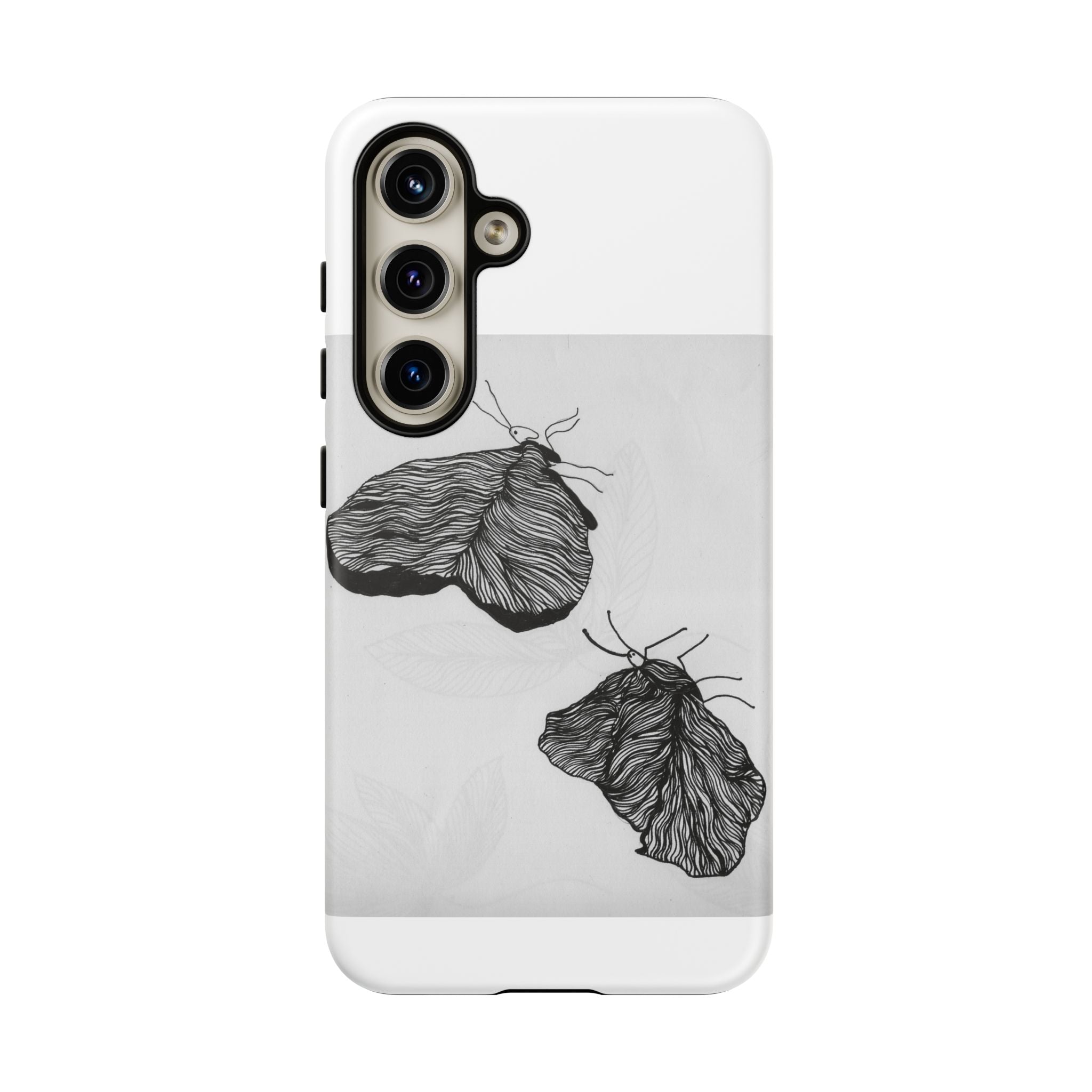 Moth Sketch Phone Case — Minimal Monochrome Insect Art iPhone Cover