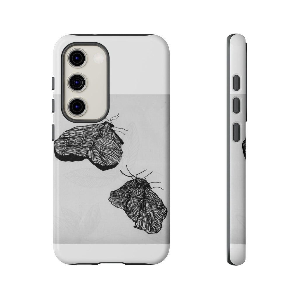 Moth Sketch Phone Case — Minimal Monochrome Insect Art iPhone Cover