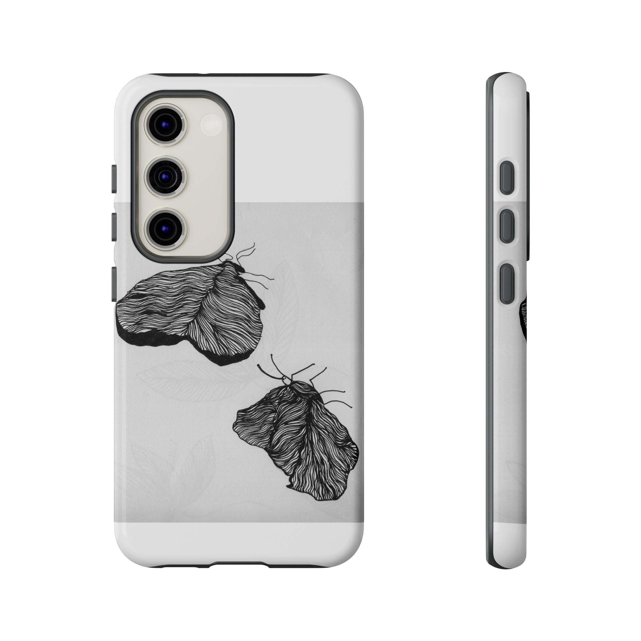 Moth Sketch Phone Case — Minimal Monochrome Insect Art iPhone Cover