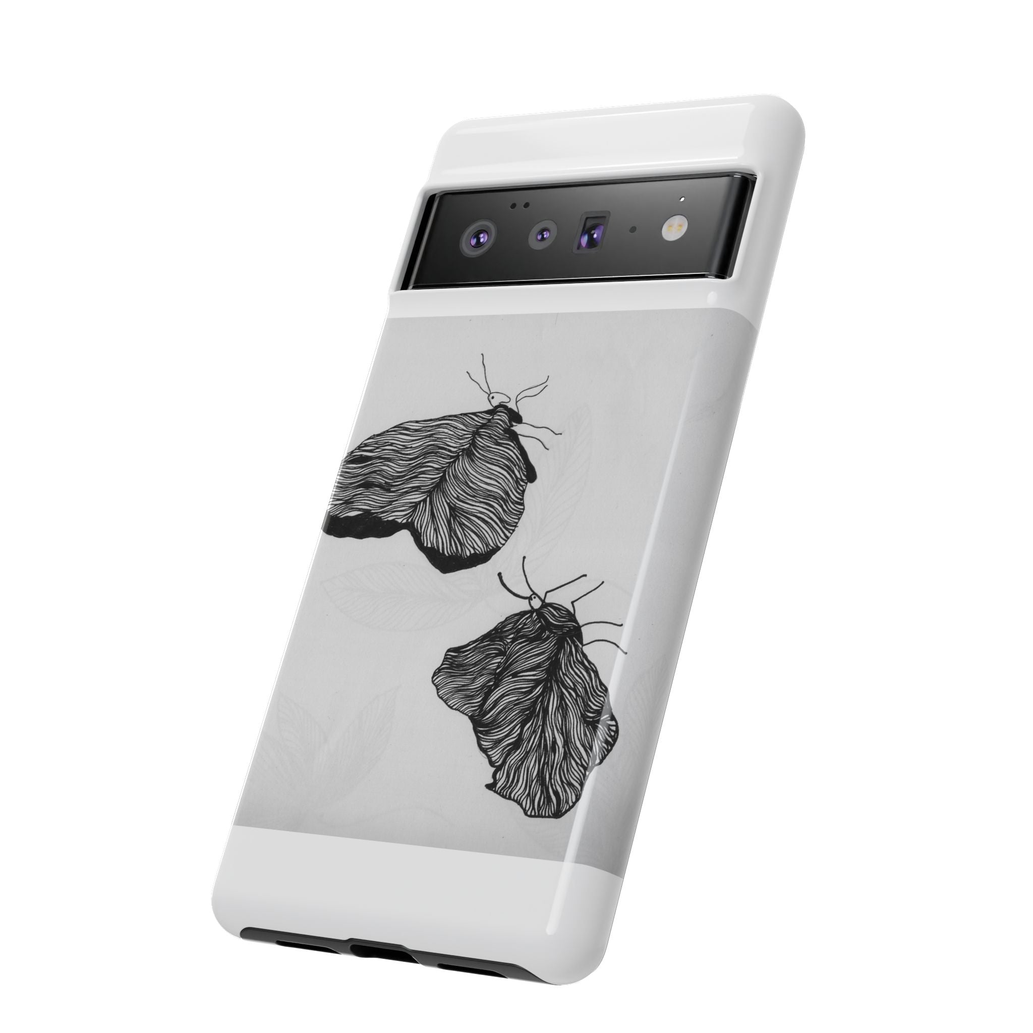 Moth Sketch Phone Case — Minimal Monochrome Insect Art iPhone Cover