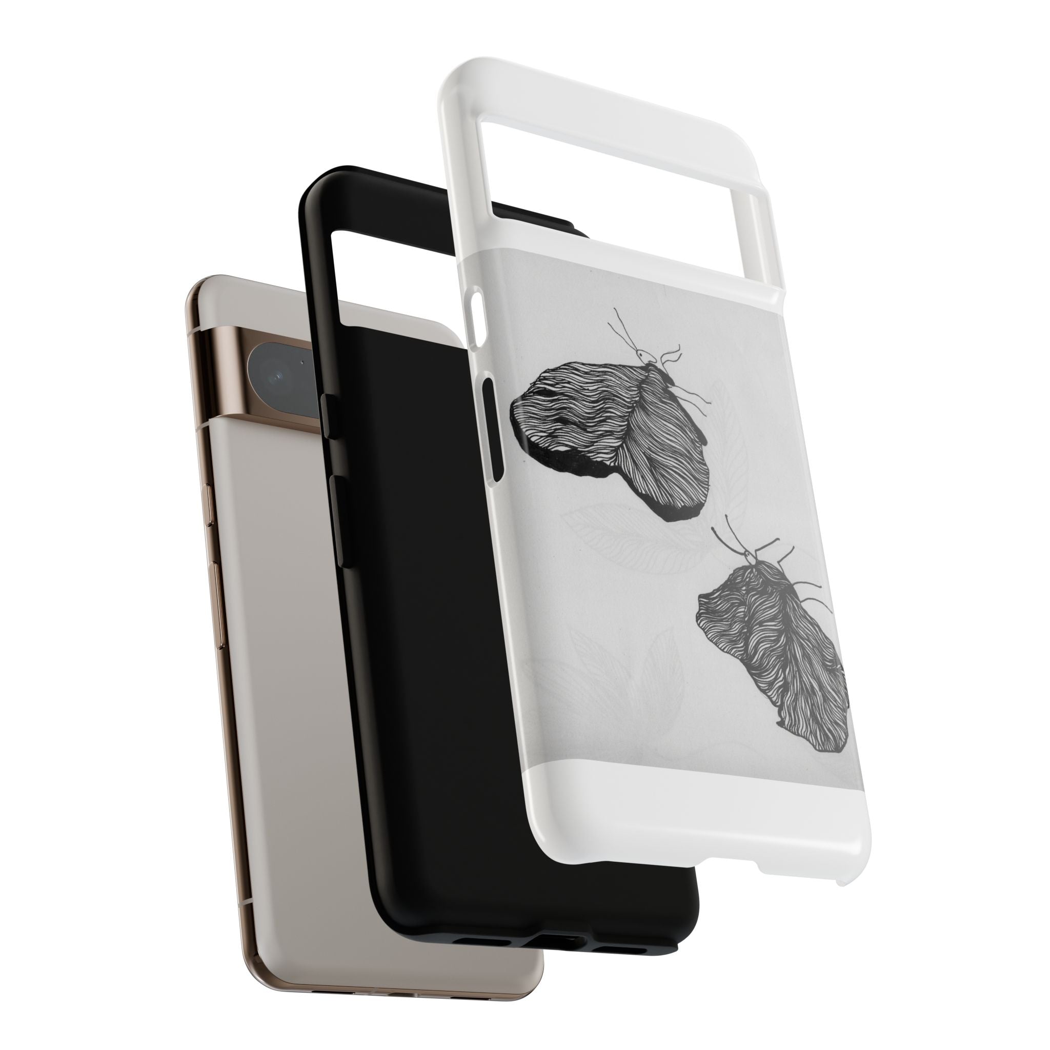 Moth Sketch Phone Case — Minimal Monochrome Insect Art iPhone Cover