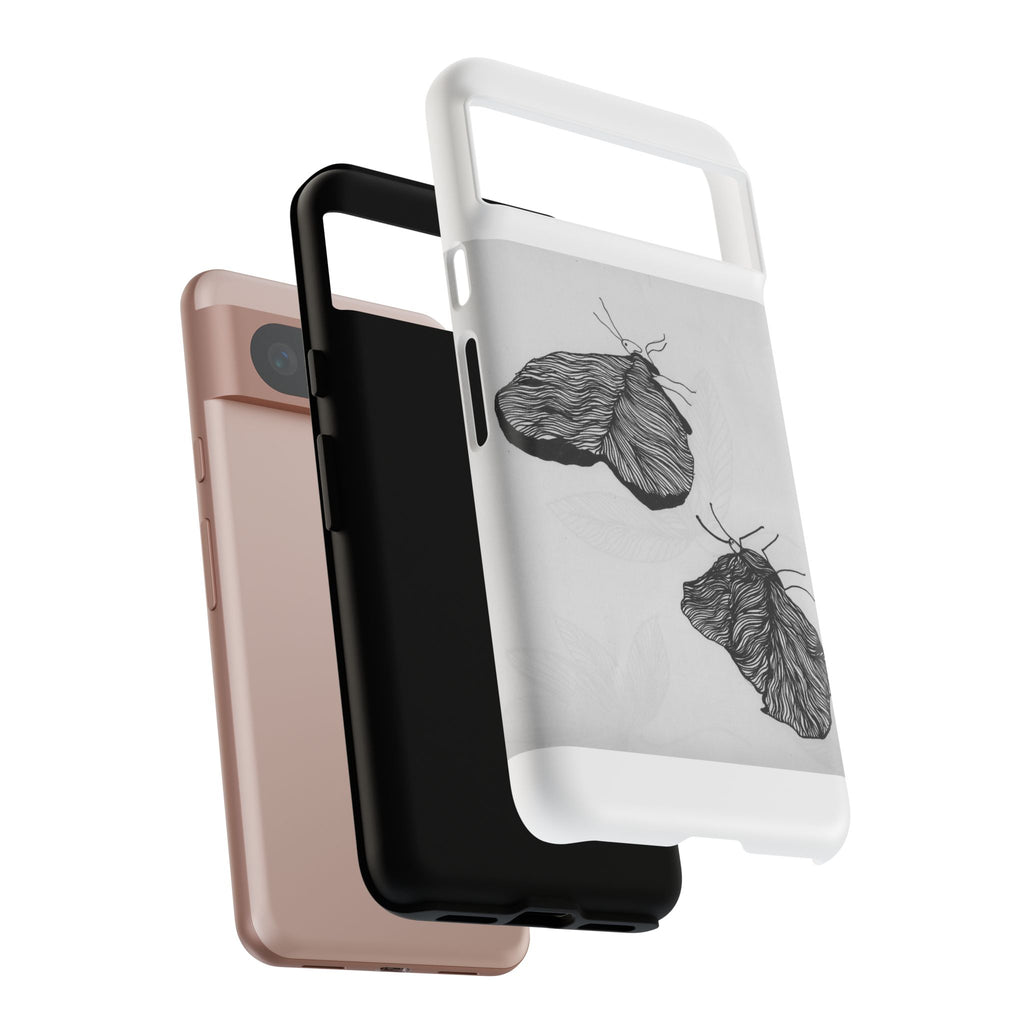 Moth Sketch Phone Case — Minimal Monochrome Insect Art iPhone Cover