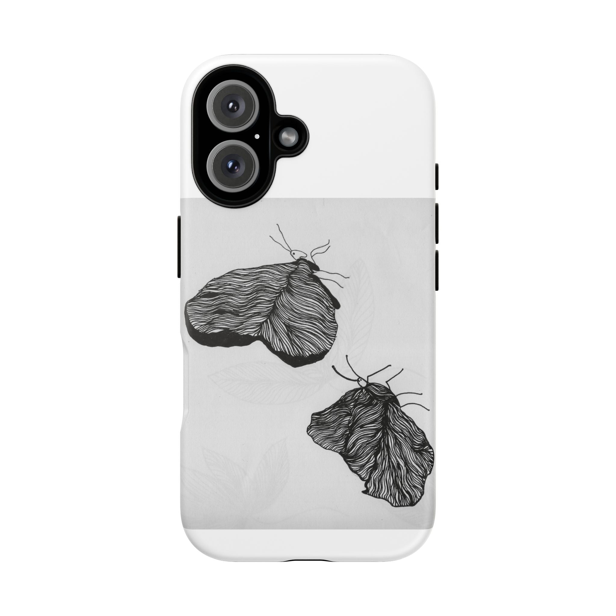 Phone Case — Minimal Black & White Moth Illustration