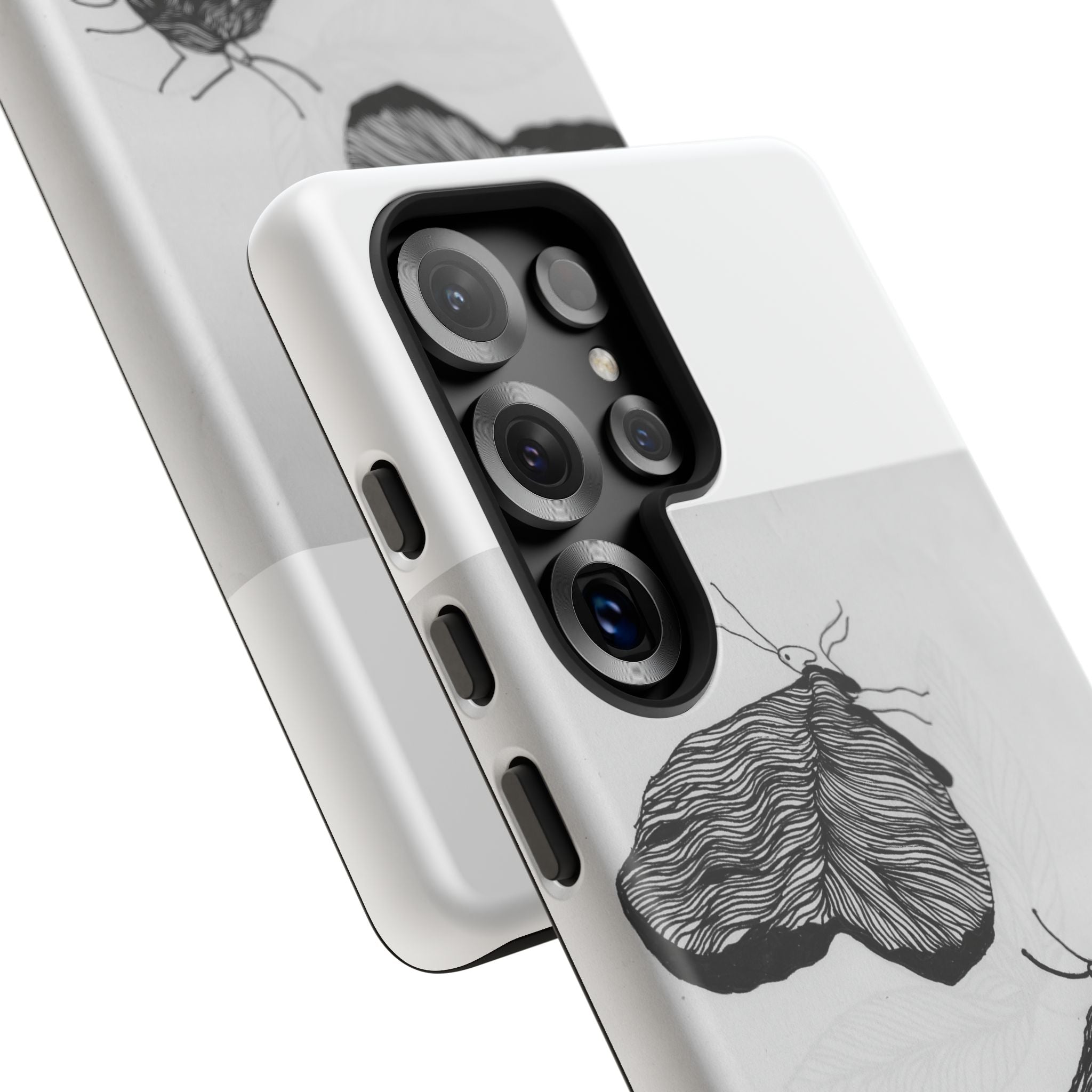 Moth Sketch Phone Case — Minimal Monochrome Insect Art iPhone Cover