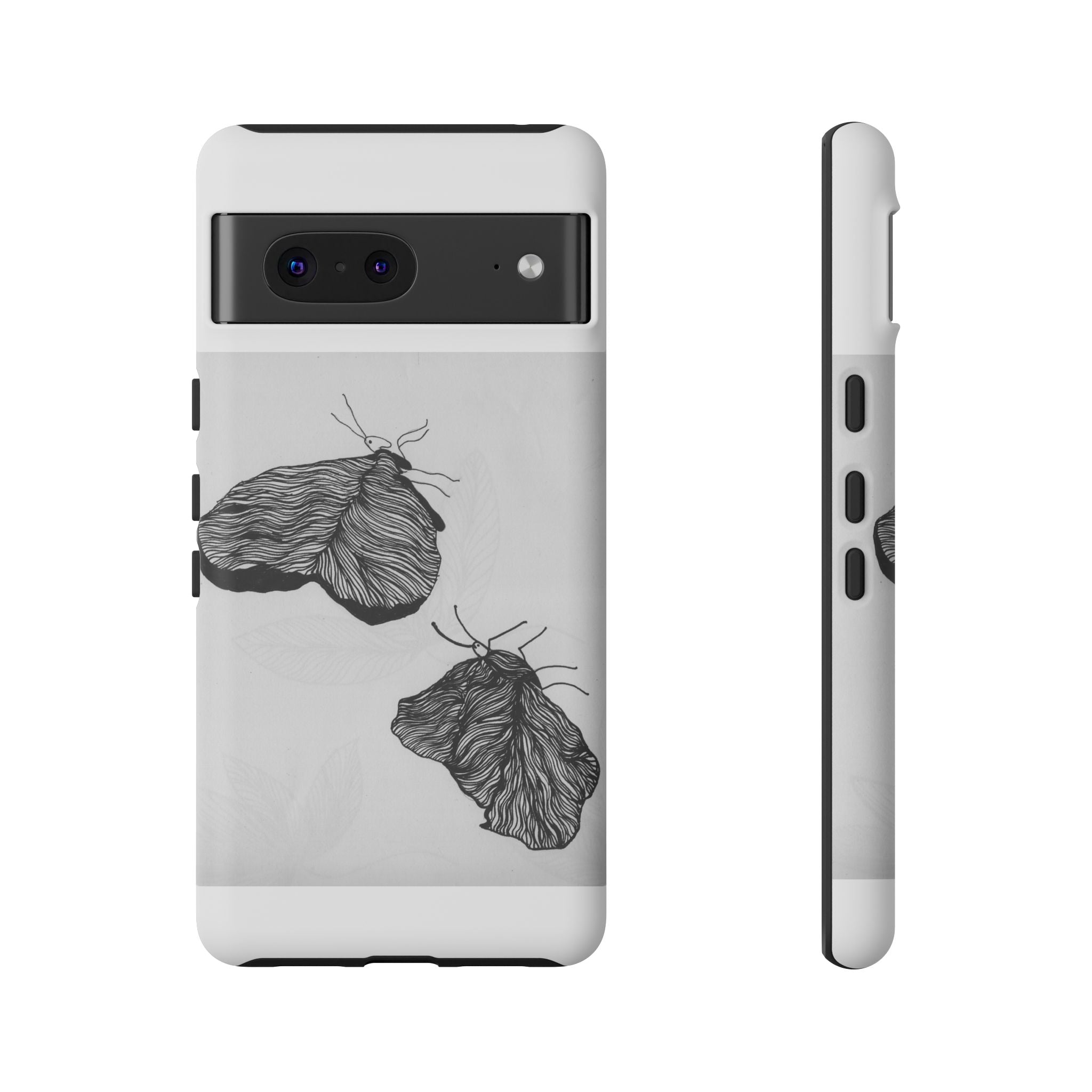 Moth Sketch Phone Case — Minimal Monochrome Insect Art iPhone Cover