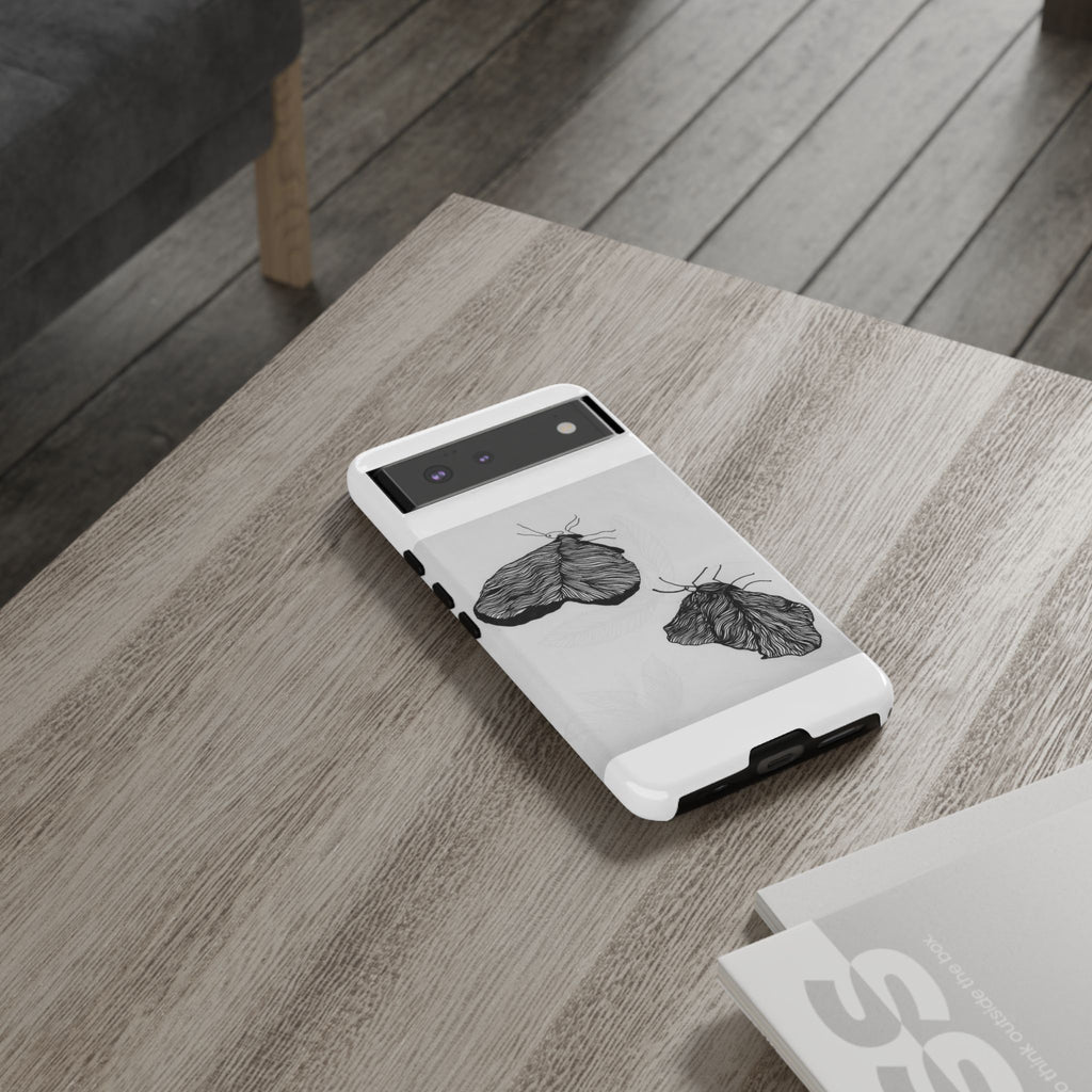 Moth Sketch Phone Case — Minimal Monochrome Insect Art iPhone Cover