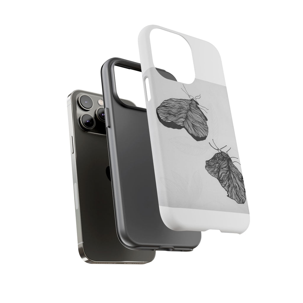 Moth Sketch Phone Case — Minimal Monochrome Insect Art iPhone Cover