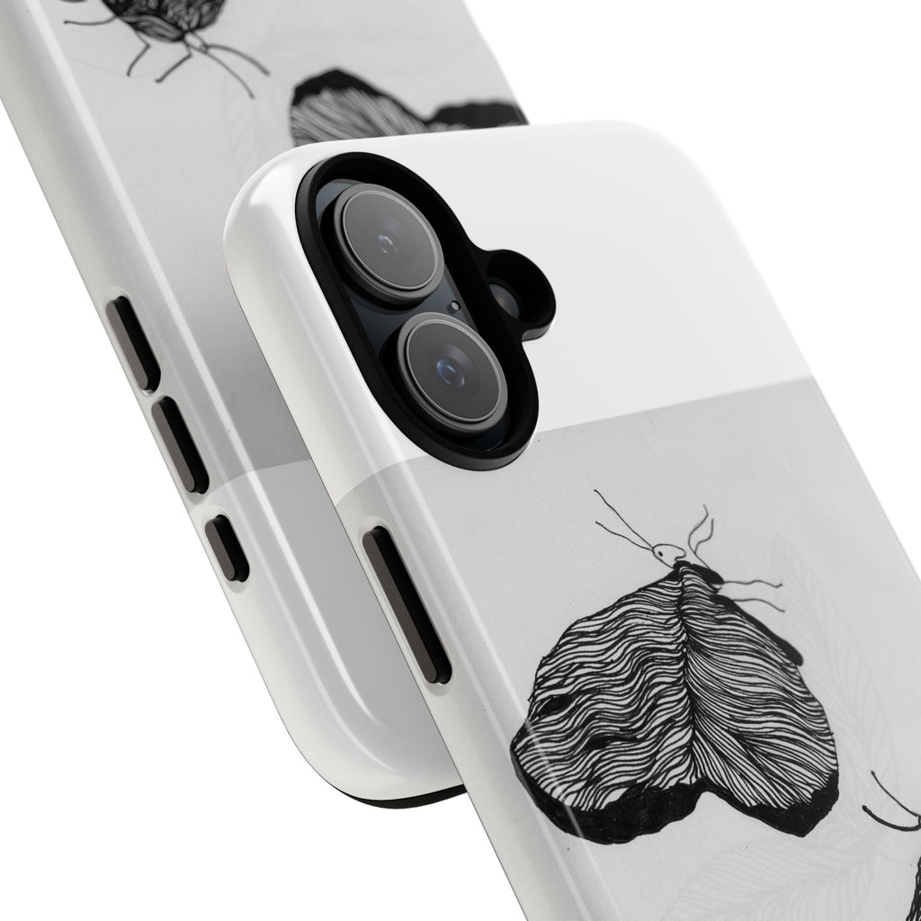Moth Sketch Phone Case — Minimal Monochrome Insect Art iPhone Cover