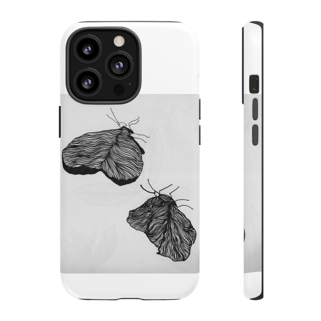 Moth Sketch Phone Case — Minimal Monochrome Insect Art iPhone Cover