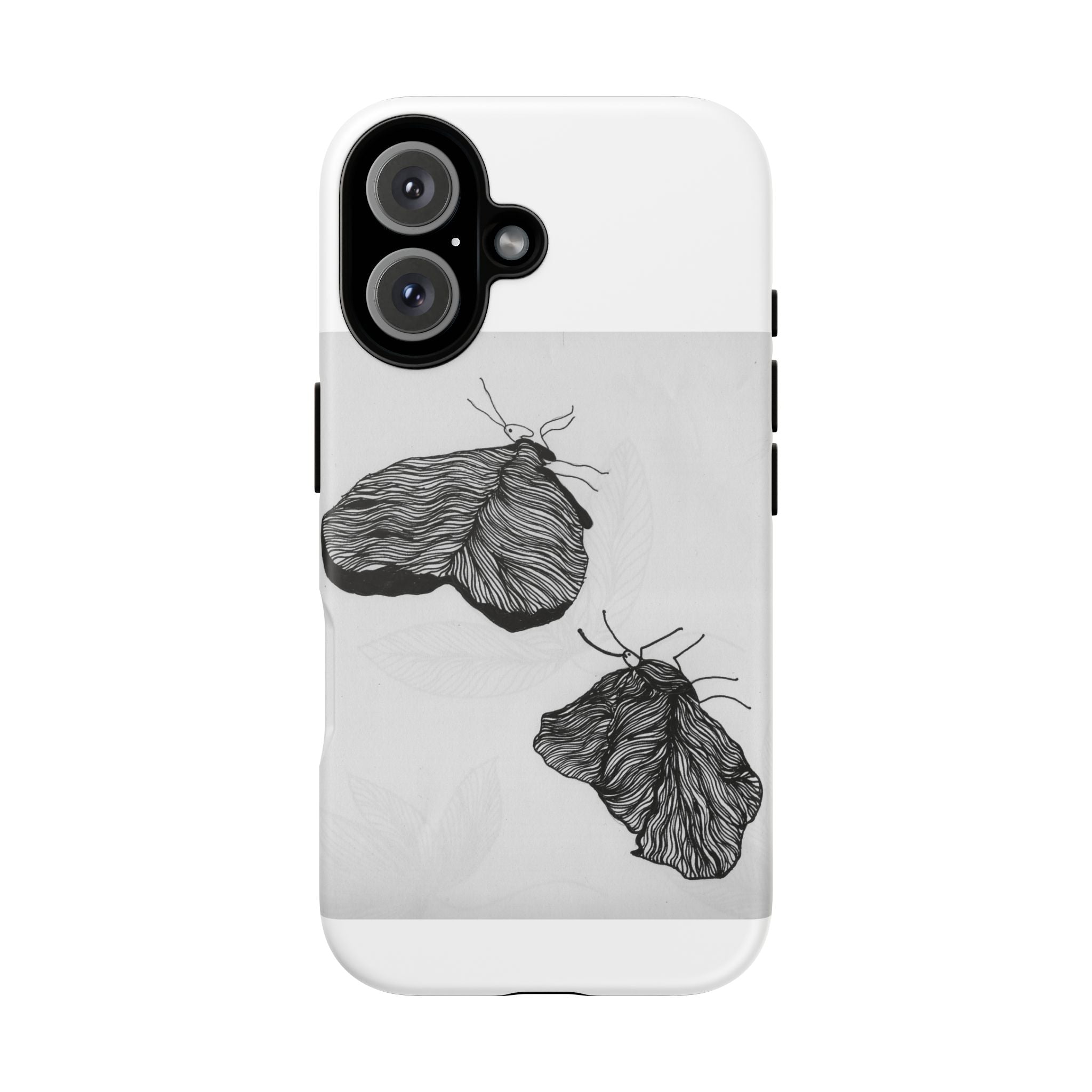 Moth Sketch Phone Case — Minimal Monochrome Insect Art iPhone Cover
