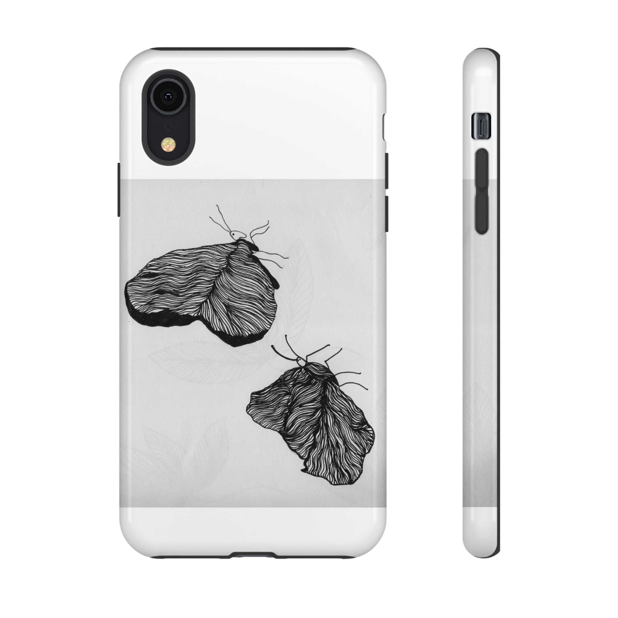Moth Sketch Phone Case — Minimal Monochrome Insect Art iPhone Cover