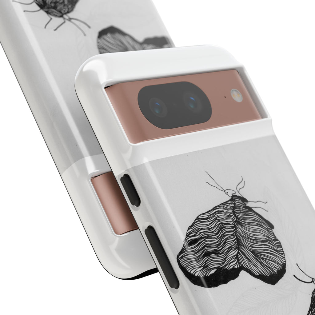 Moth Sketch Phone Case — Minimal Monochrome Insect Art iPhone Cover