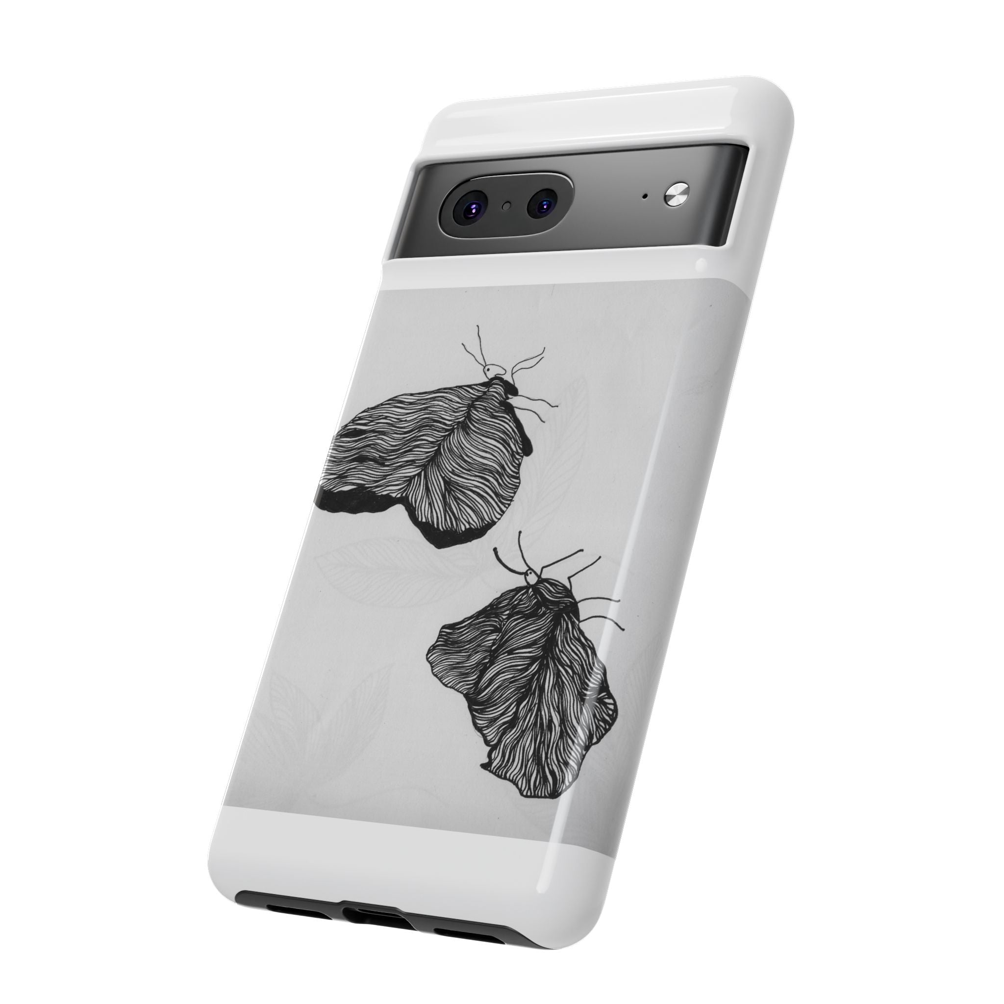 Moth Sketch Phone Case — Minimal Monochrome Insect Art iPhone Cover