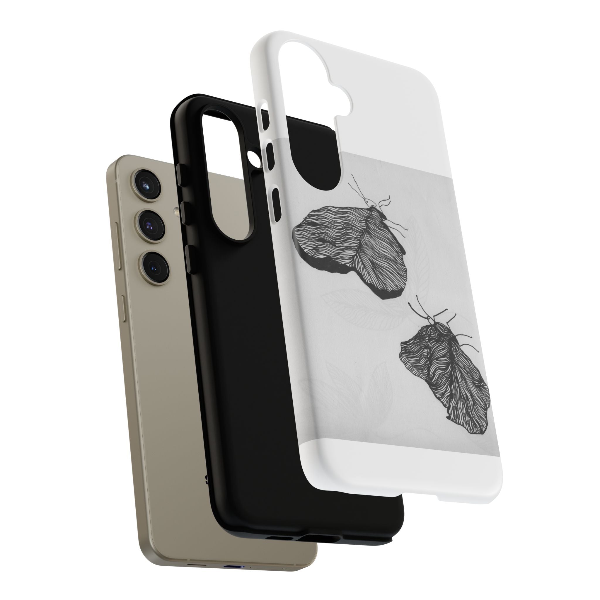 Moth Sketch Phone Case — Minimal Monochrome Insect Art iPhone Cover