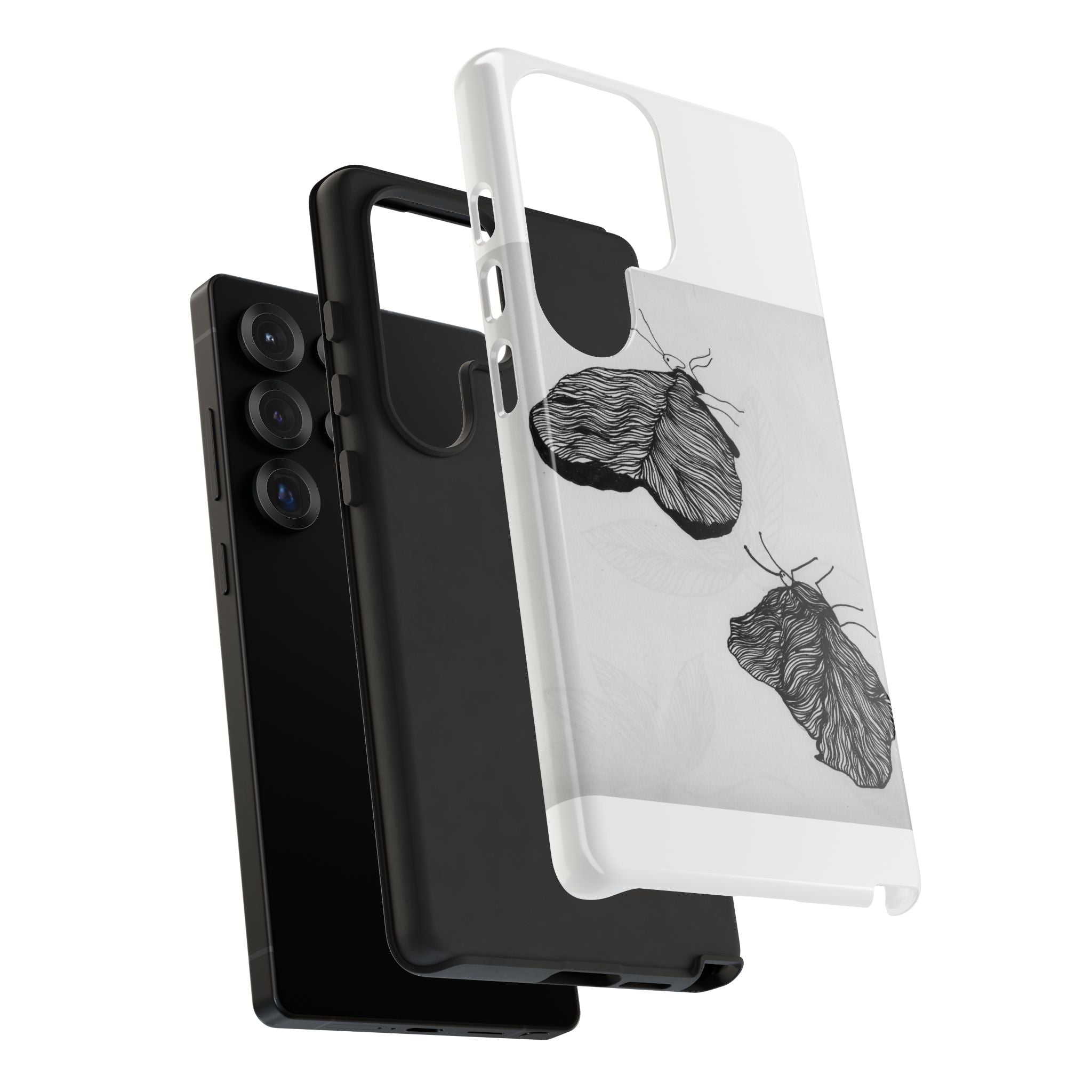 Moth Sketch Phone Case — Minimal Monochrome Insect Art iPhone Cover