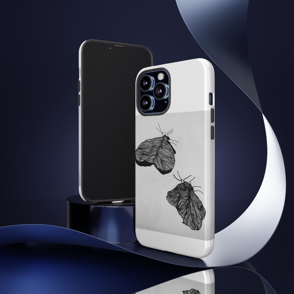 Moth Sketch Phone Case — Minimal Monochrome Insect Art iPhone Cover