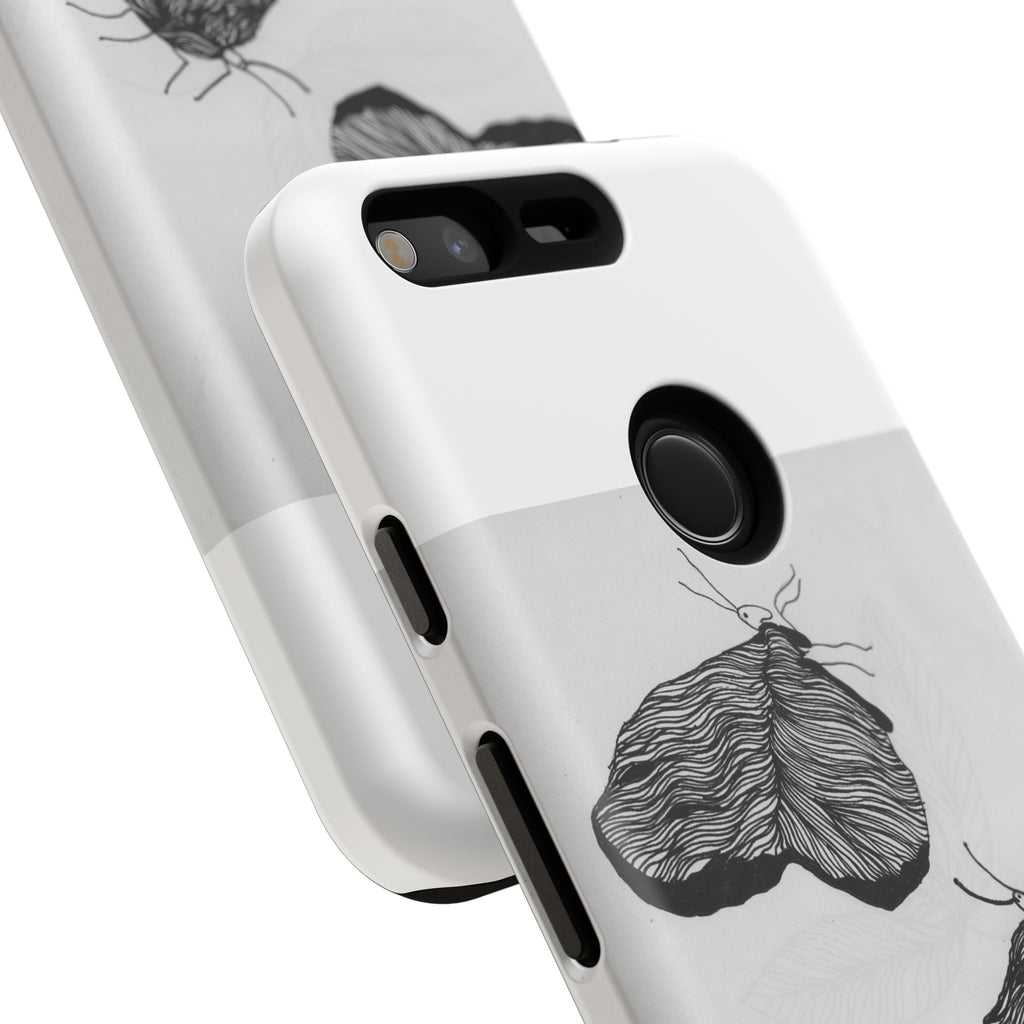 Moth Sketch Phone Case — Minimal Monochrome Insect Art iPhone Cover