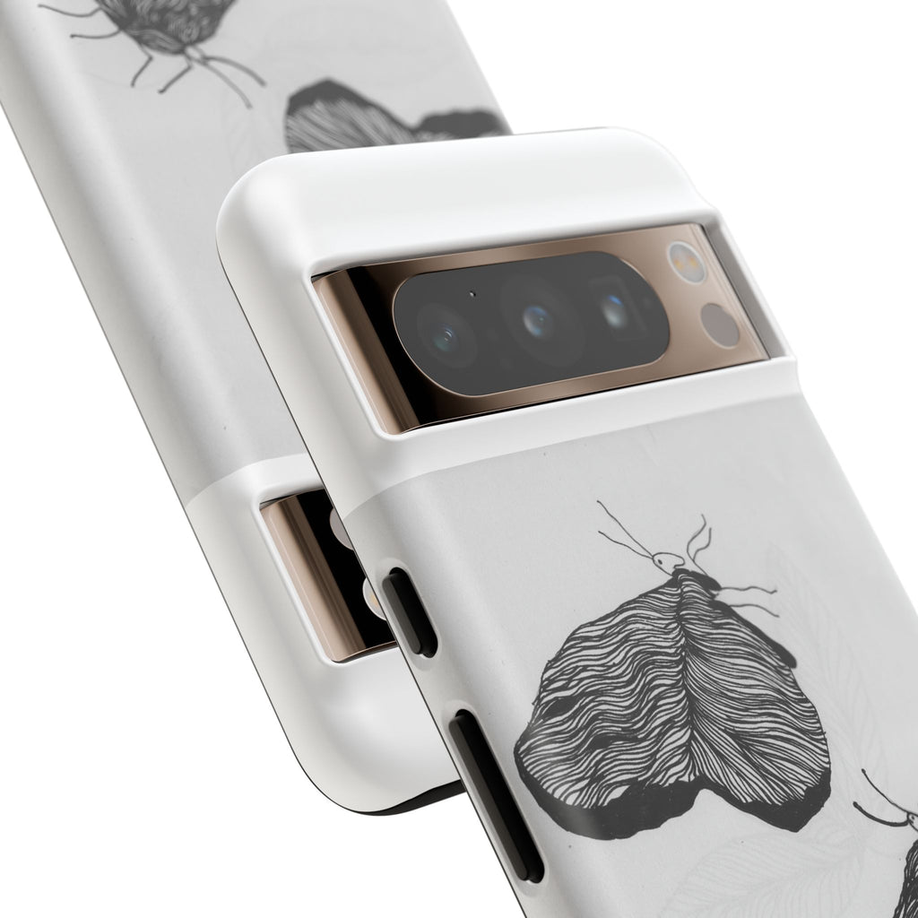 Moth Sketch Phone Case — Minimal Monochrome Insect Art iPhone Cover