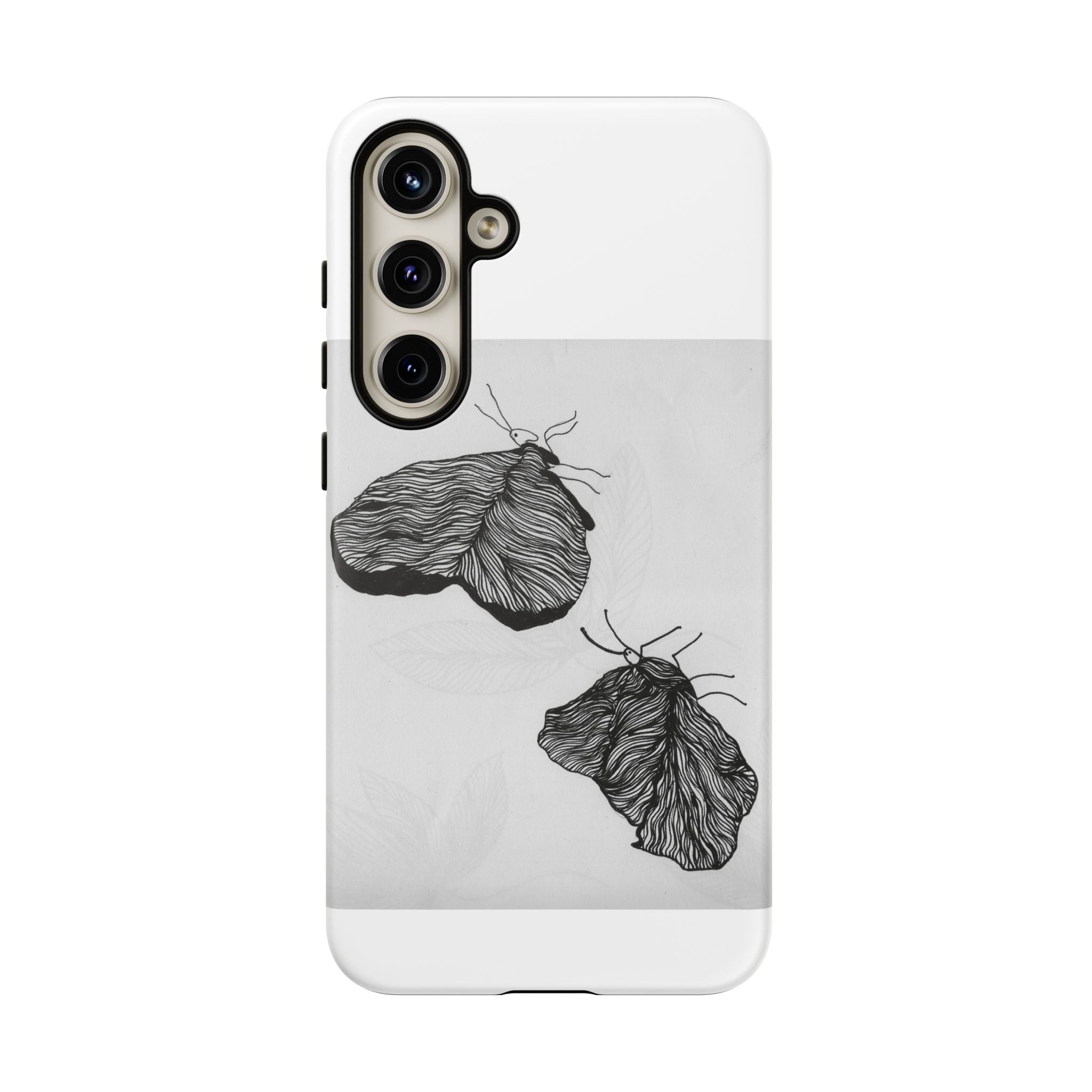 Moth Sketch Phone Case — Minimal Monochrome Insect Art iPhone Cover
