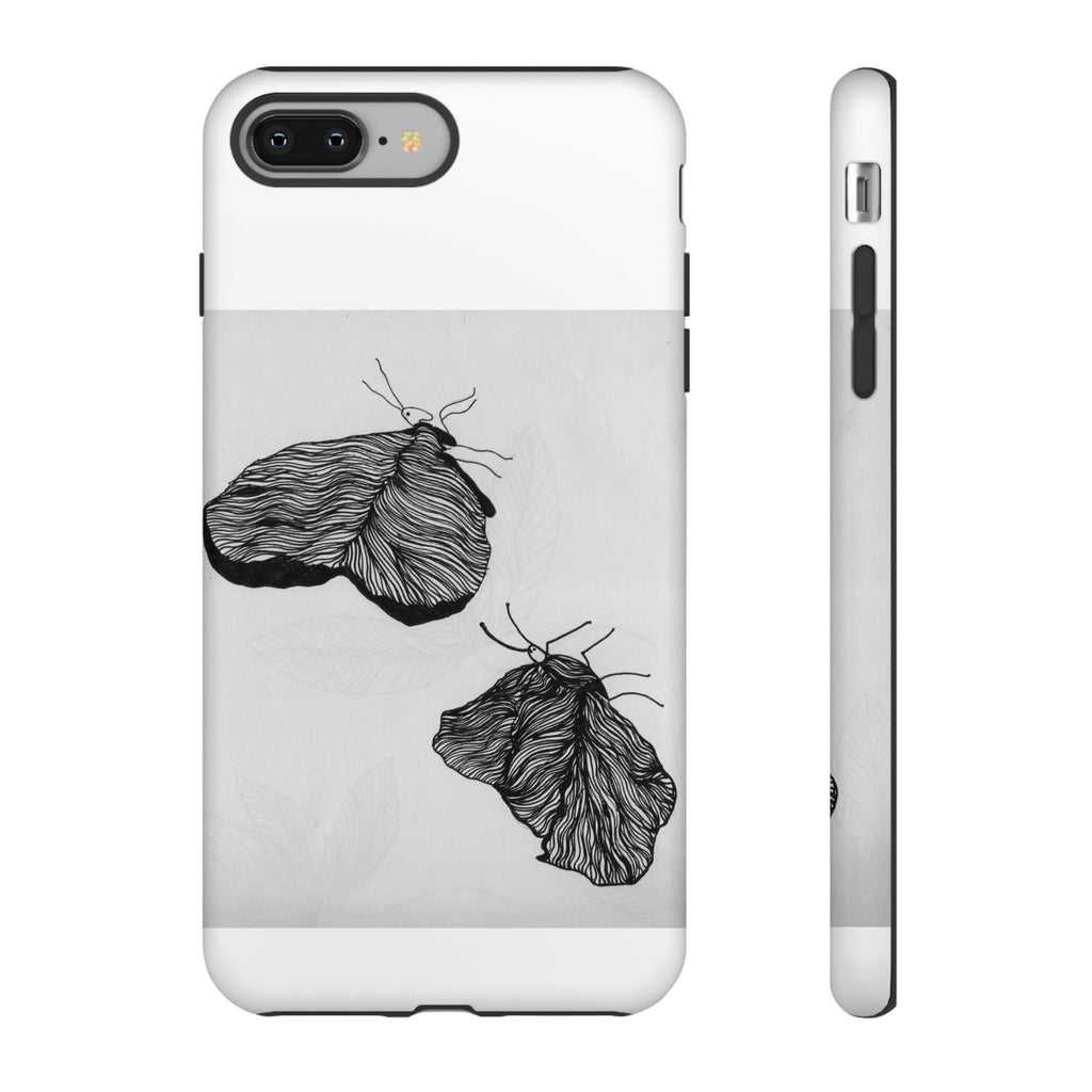 Moth Sketch Phone Case — Minimal Monochrome Insect Art iPhone Cover