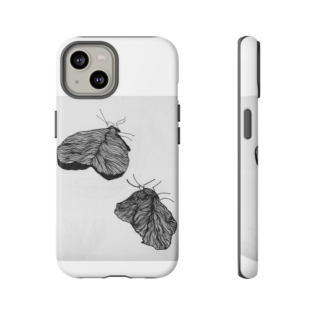 Moth Sketch Phone Case — Minimal Monochrome Insect Art iPhone Cover