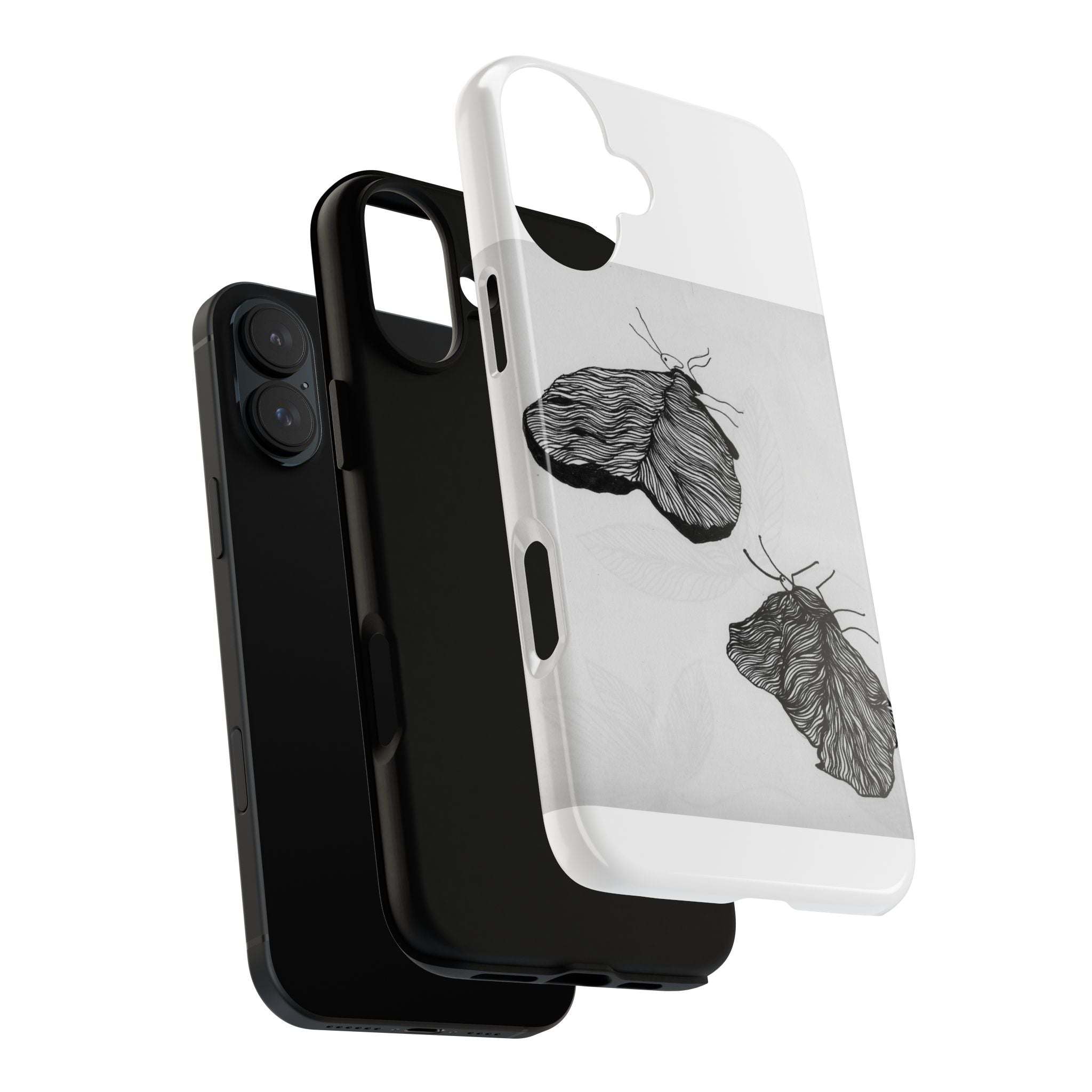 Moth Sketch Phone Case — Minimal Monochrome Insect Art iPhone Cover