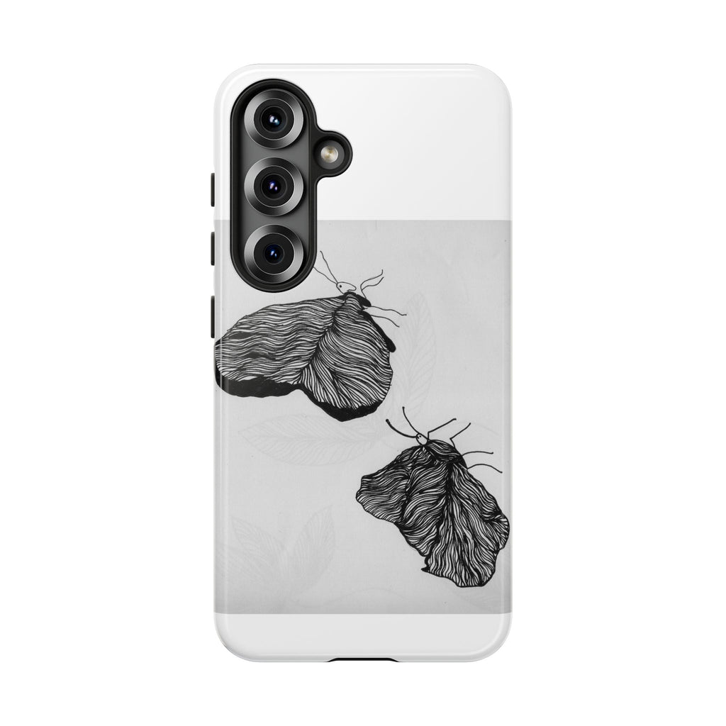 Moth Sketch Phone Case — Minimal Monochrome Insect Art iPhone Cover