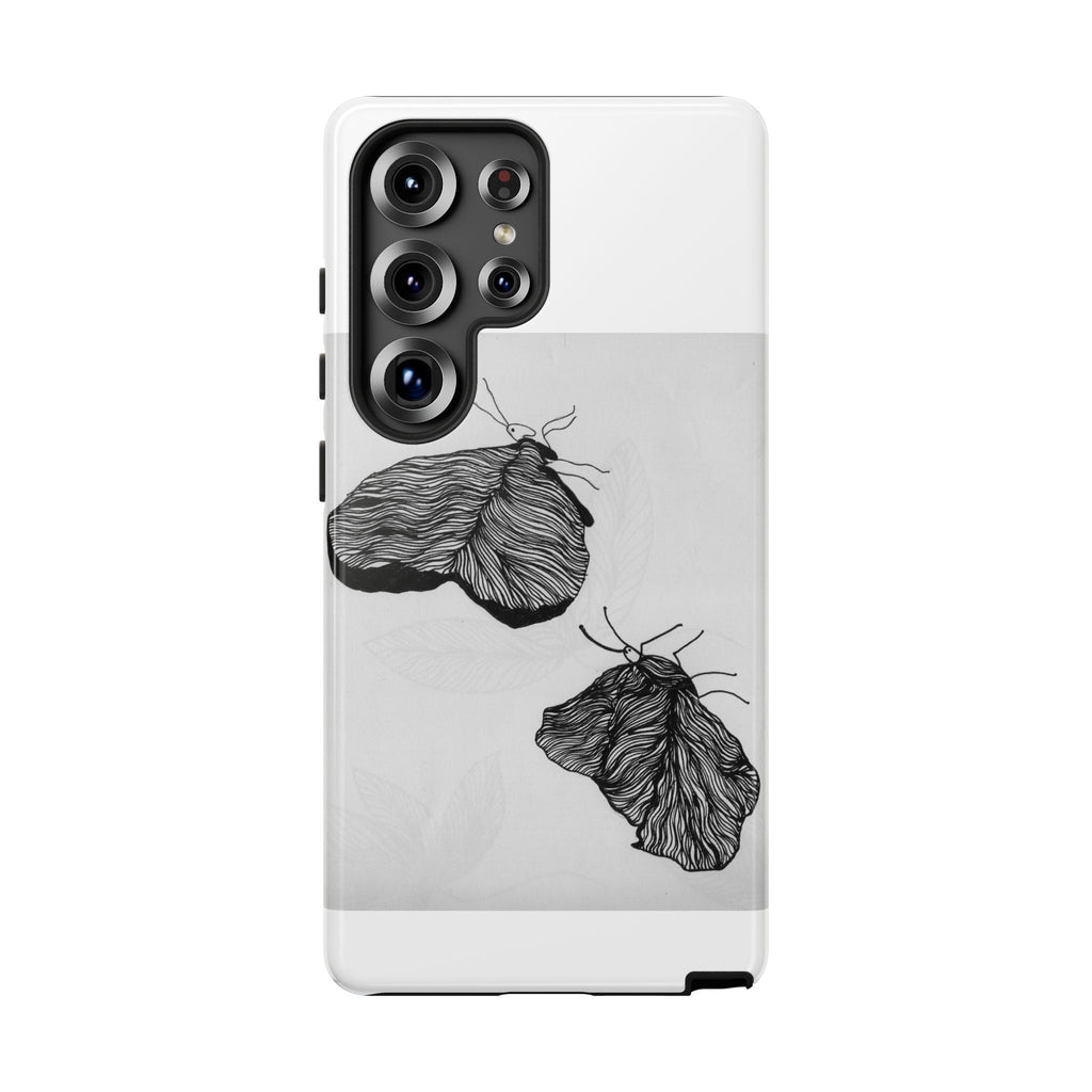 Moth Sketch Phone Case — Minimal Monochrome Insect Art iPhone Cover