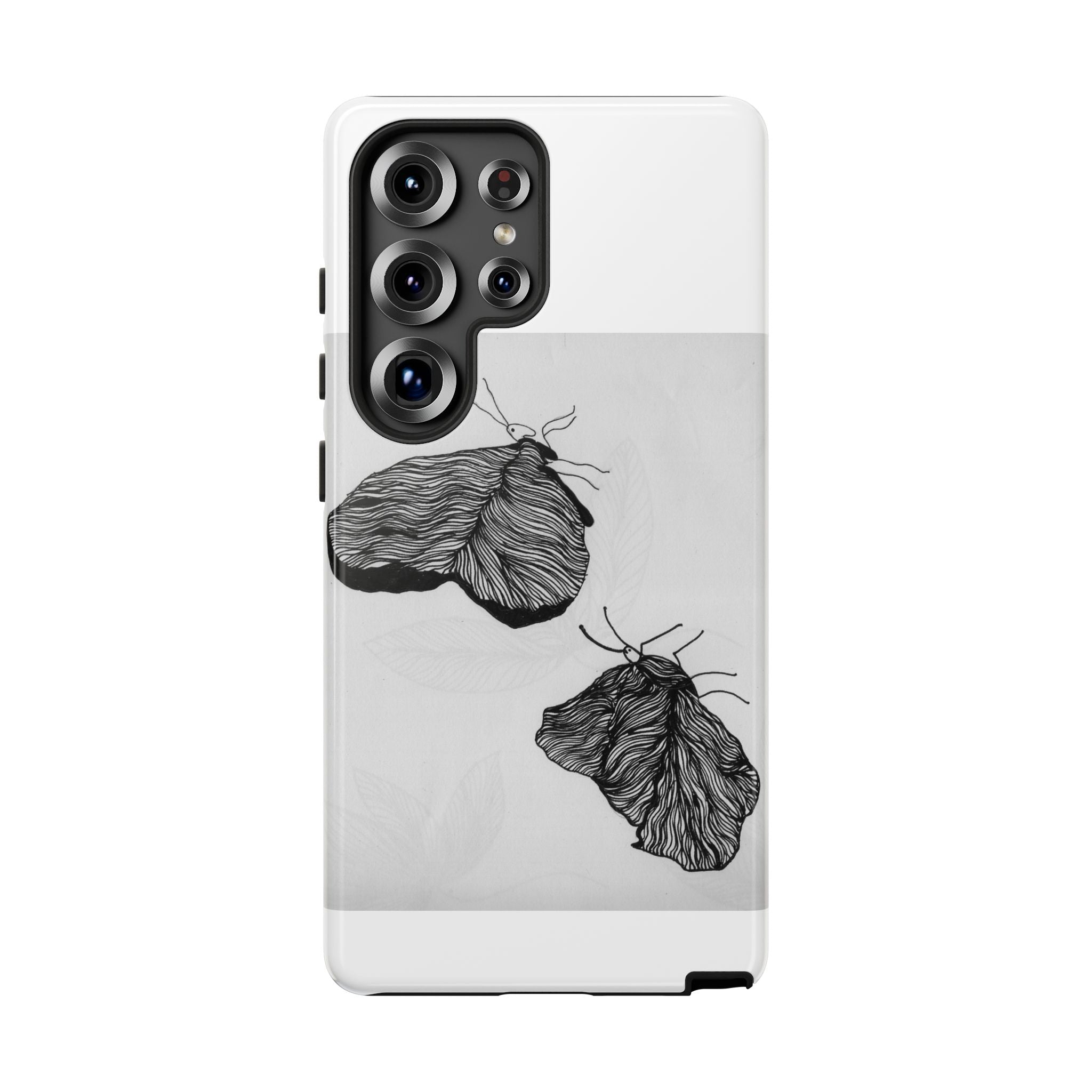 Moth Sketch Phone Case — Minimal Monochrome Insect Art iPhone Cover