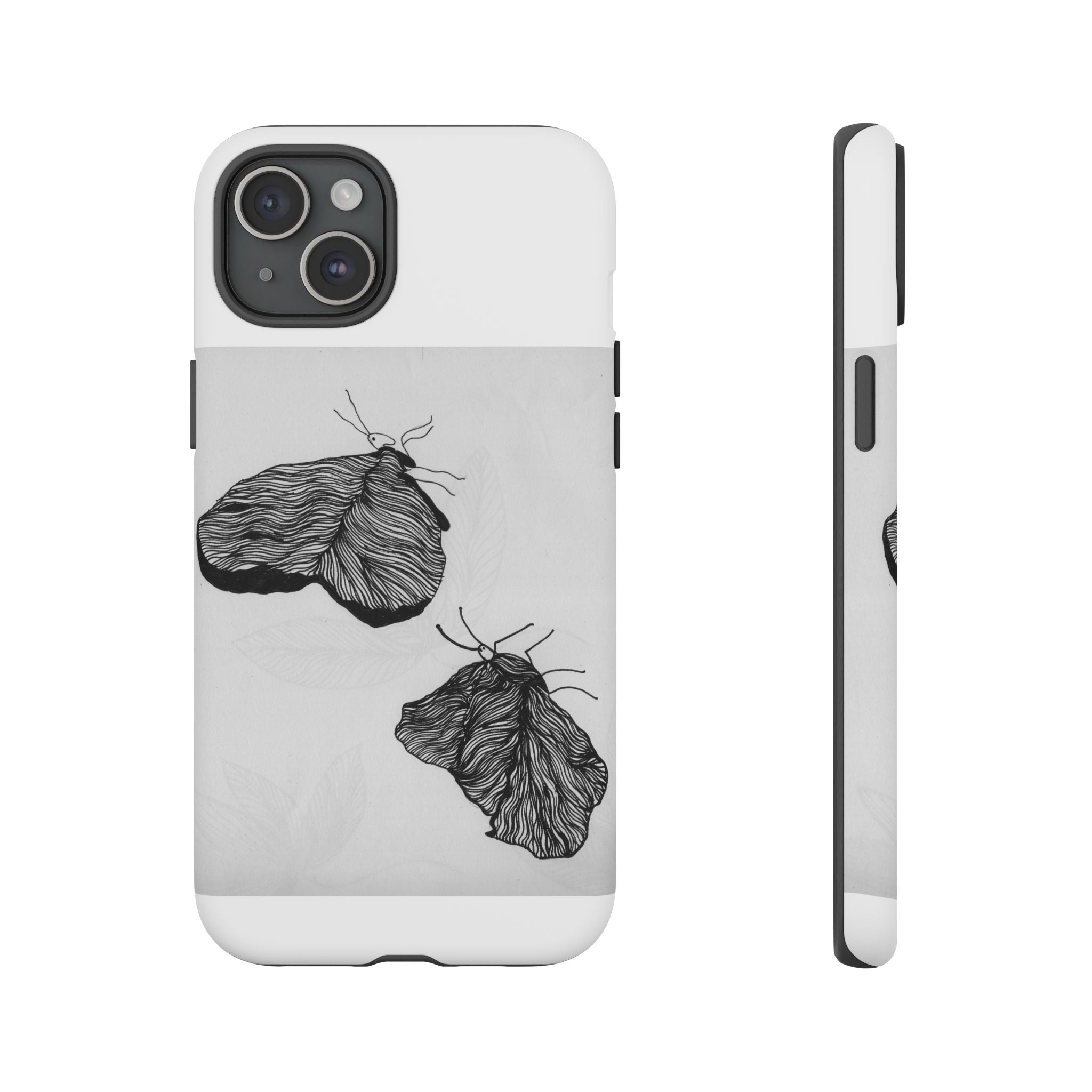 Moth Sketch Phone Case — Minimal Monochrome Insect Art iPhone Cover
