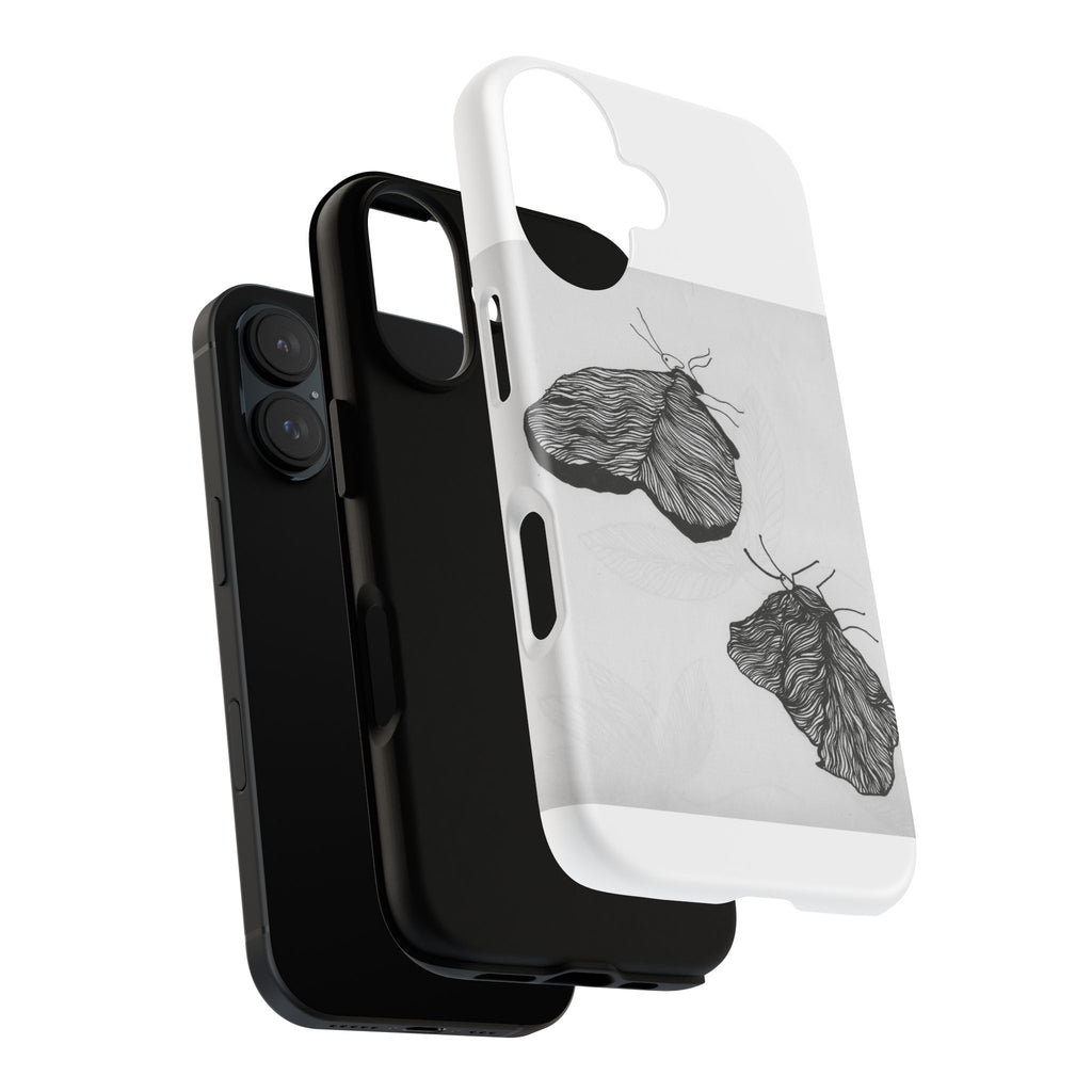 Moth Sketch Phone Case — Minimal Monochrome Insect Art iPhone Cover