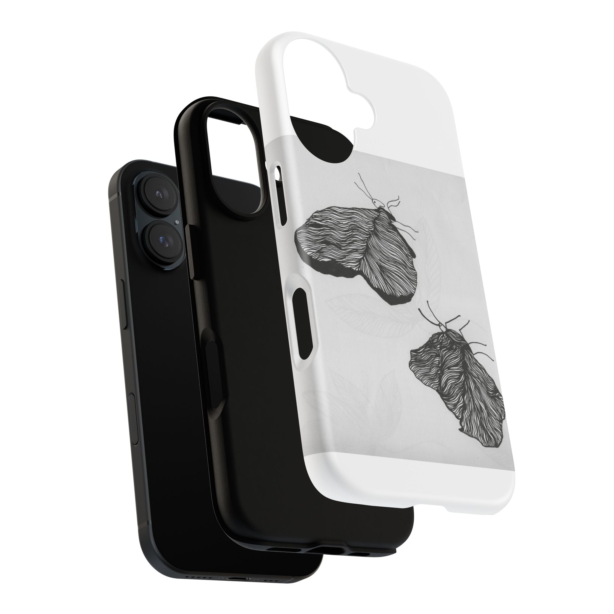 Moth Sketch Phone Case — Minimal Monochrome Insect Art iPhone Cover