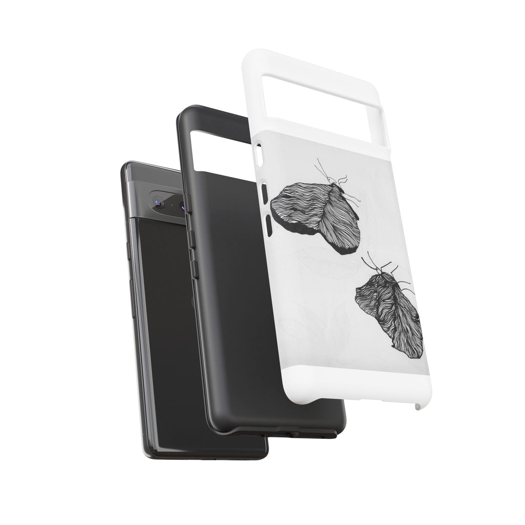 Moth Sketch Phone Case — Minimal Monochrome Insect Art iPhone Cover