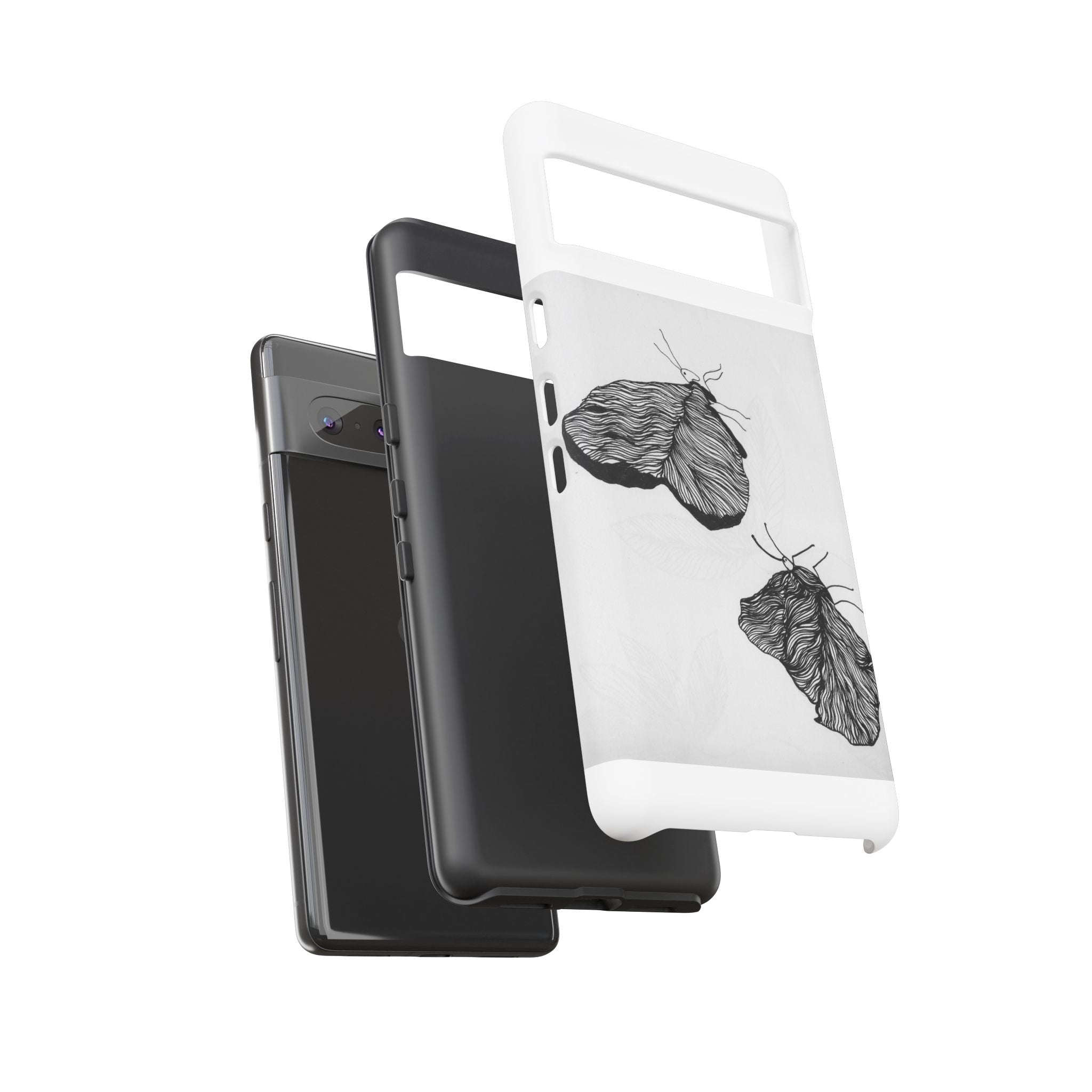 Moth Sketch Phone Case — Minimal Monochrome Insect Art iPhone Cover