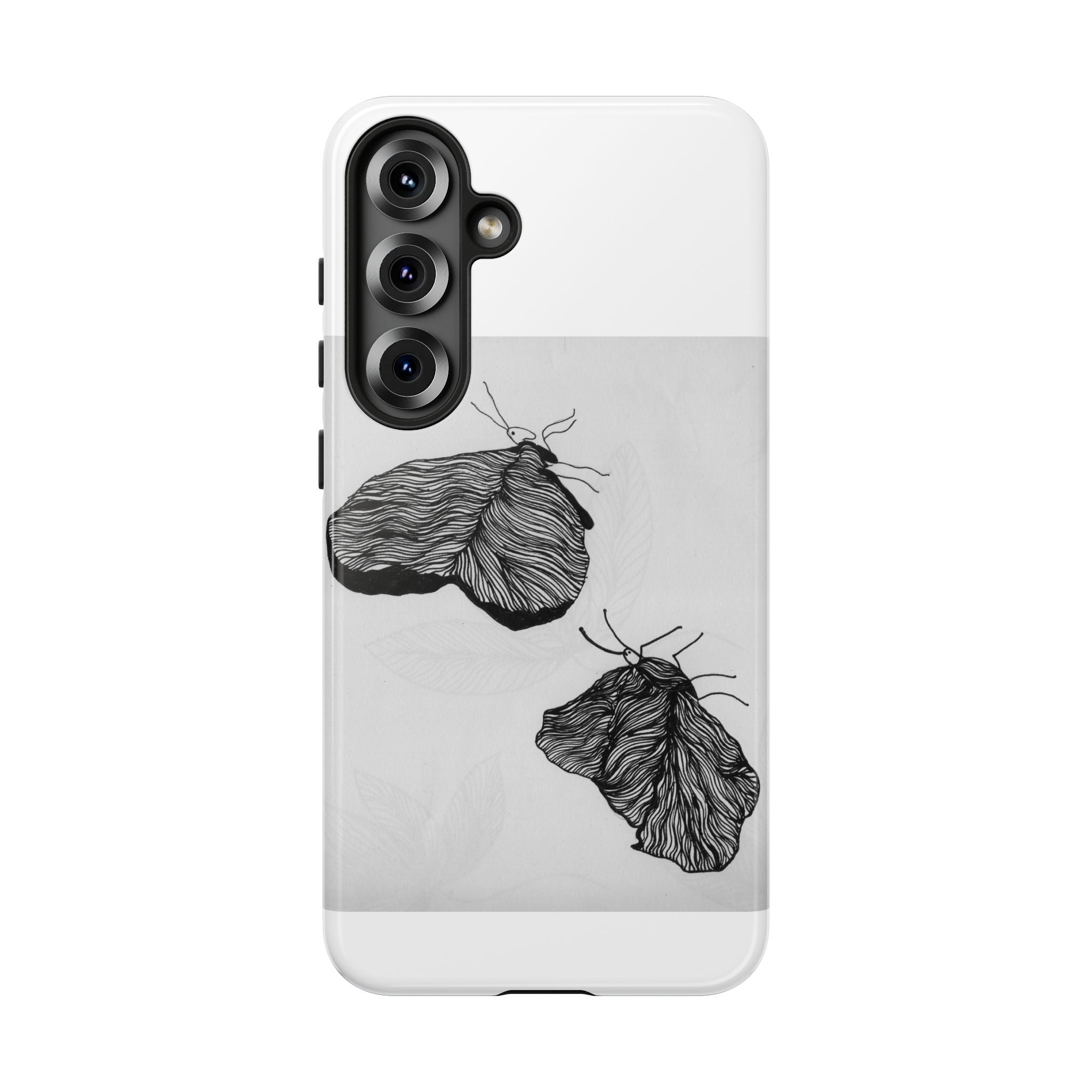 Moth Sketch Phone Case — Minimal Monochrome Insect Art iPhone Cover