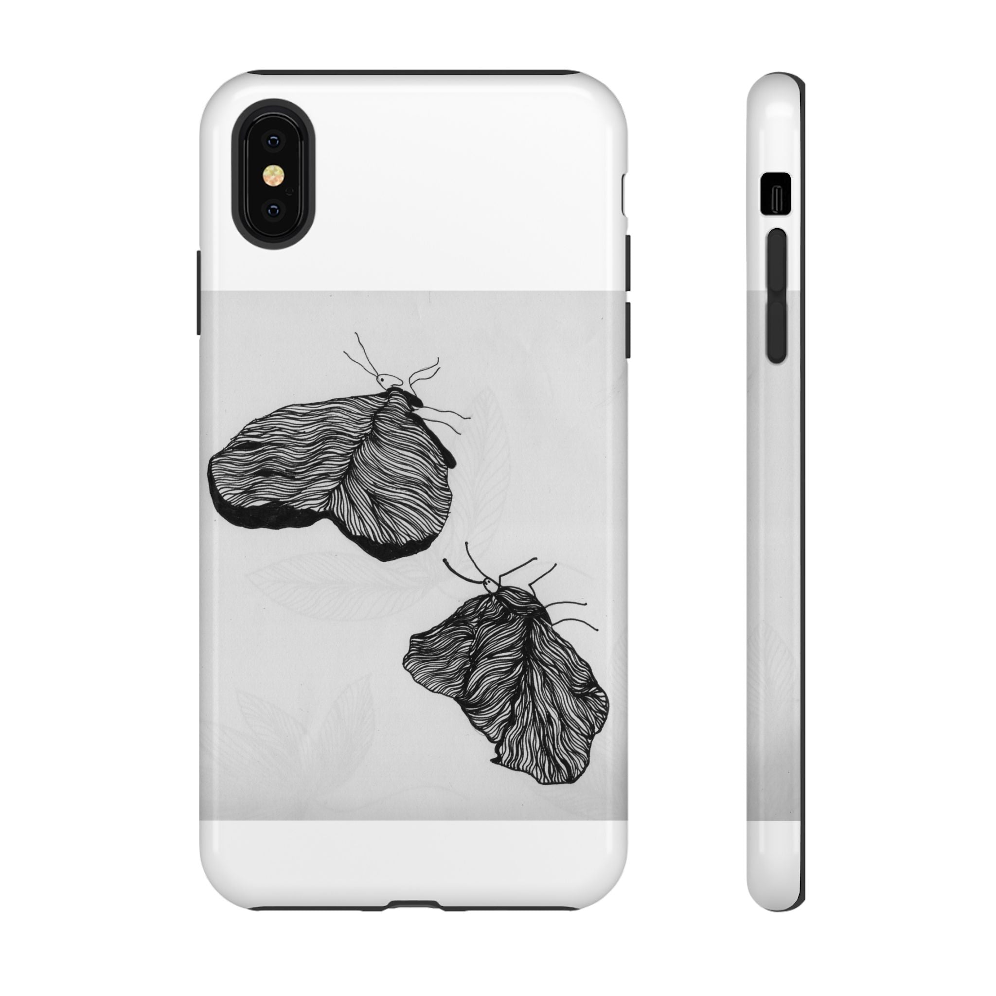 Moth Sketch Phone Case — Minimal Monochrome Insect Art iPhone Cover