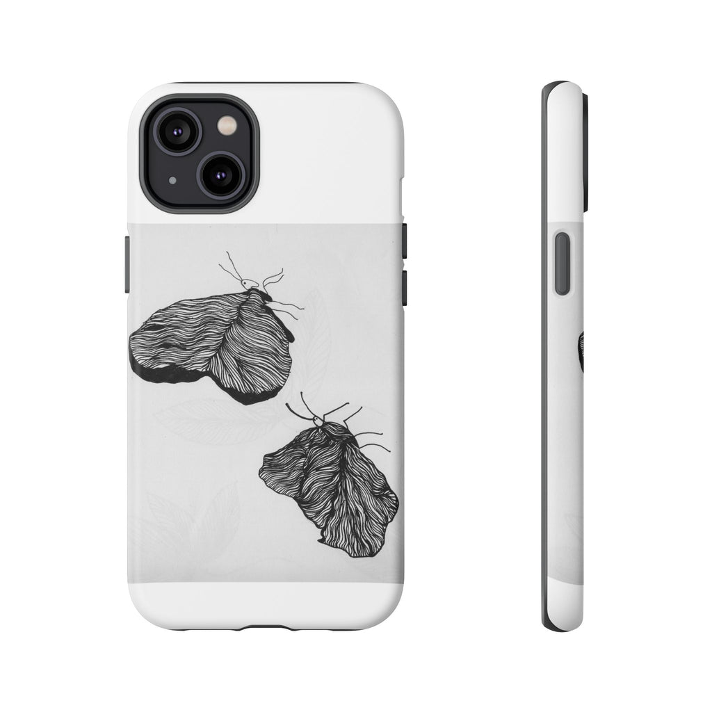 Moth Sketch Phone Case — Minimal Monochrome Insect Art iPhone Cover