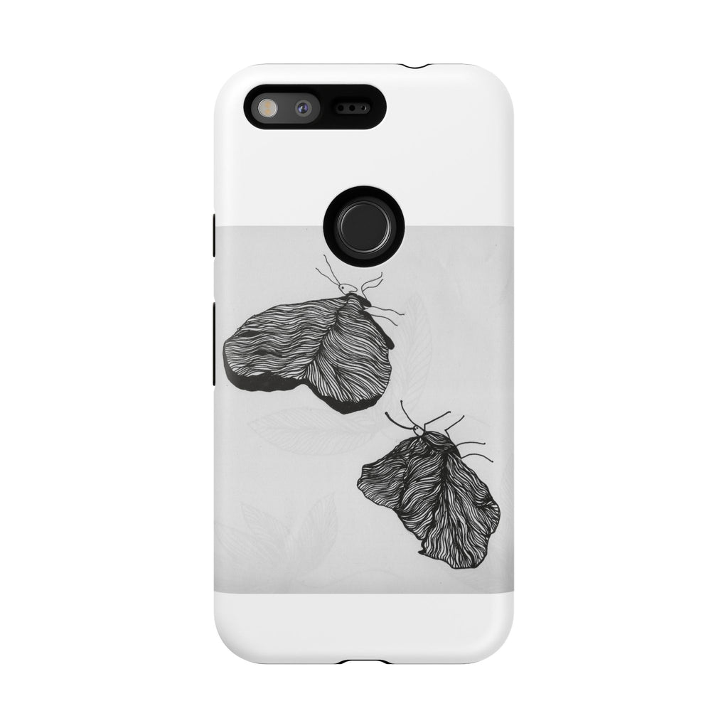Moth Sketch Phone Case — Minimal Monochrome Insect Art iPhone Cover