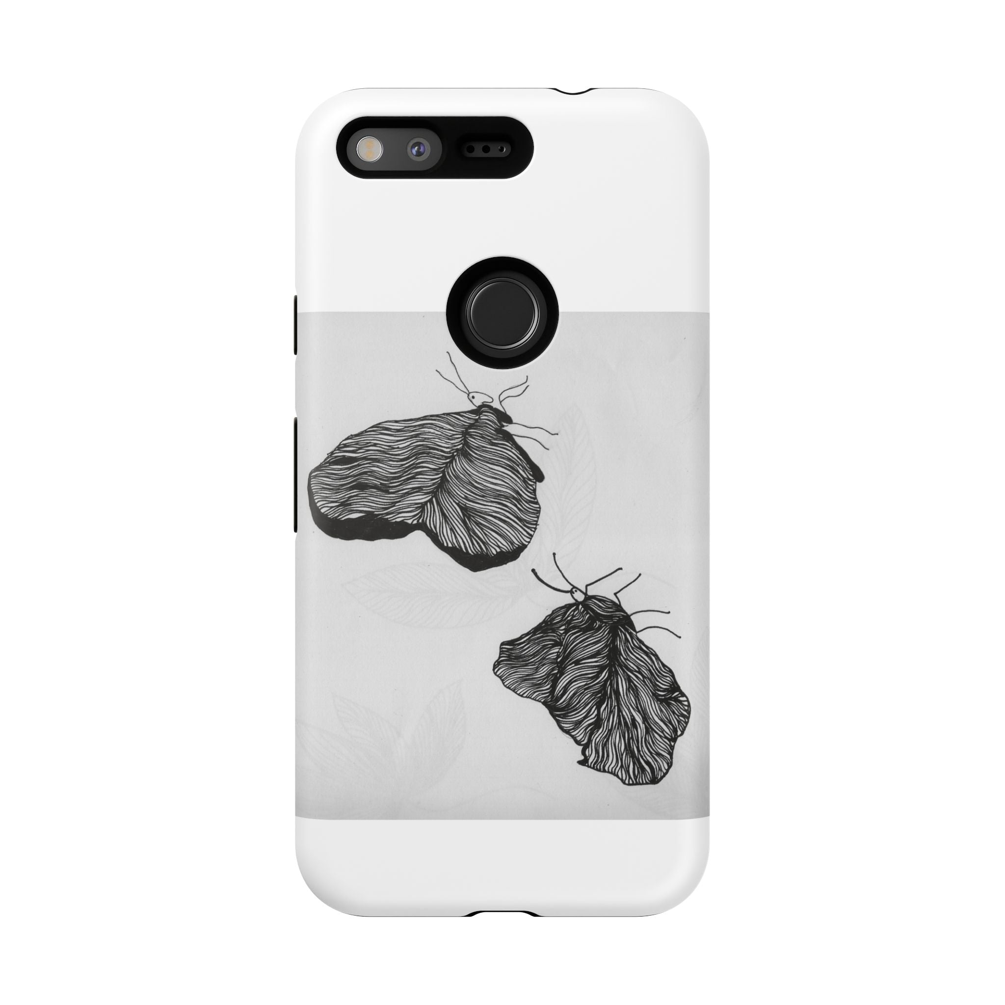 Moth Sketch Phone Case — Minimal Monochrome Insect Art iPhone Cover