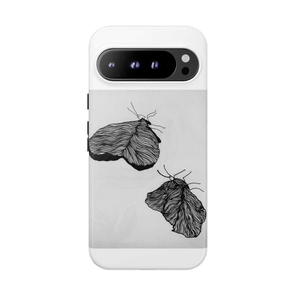 Moth Sketch Phone Case — Minimal Monochrome Insect Art iPhone Cover