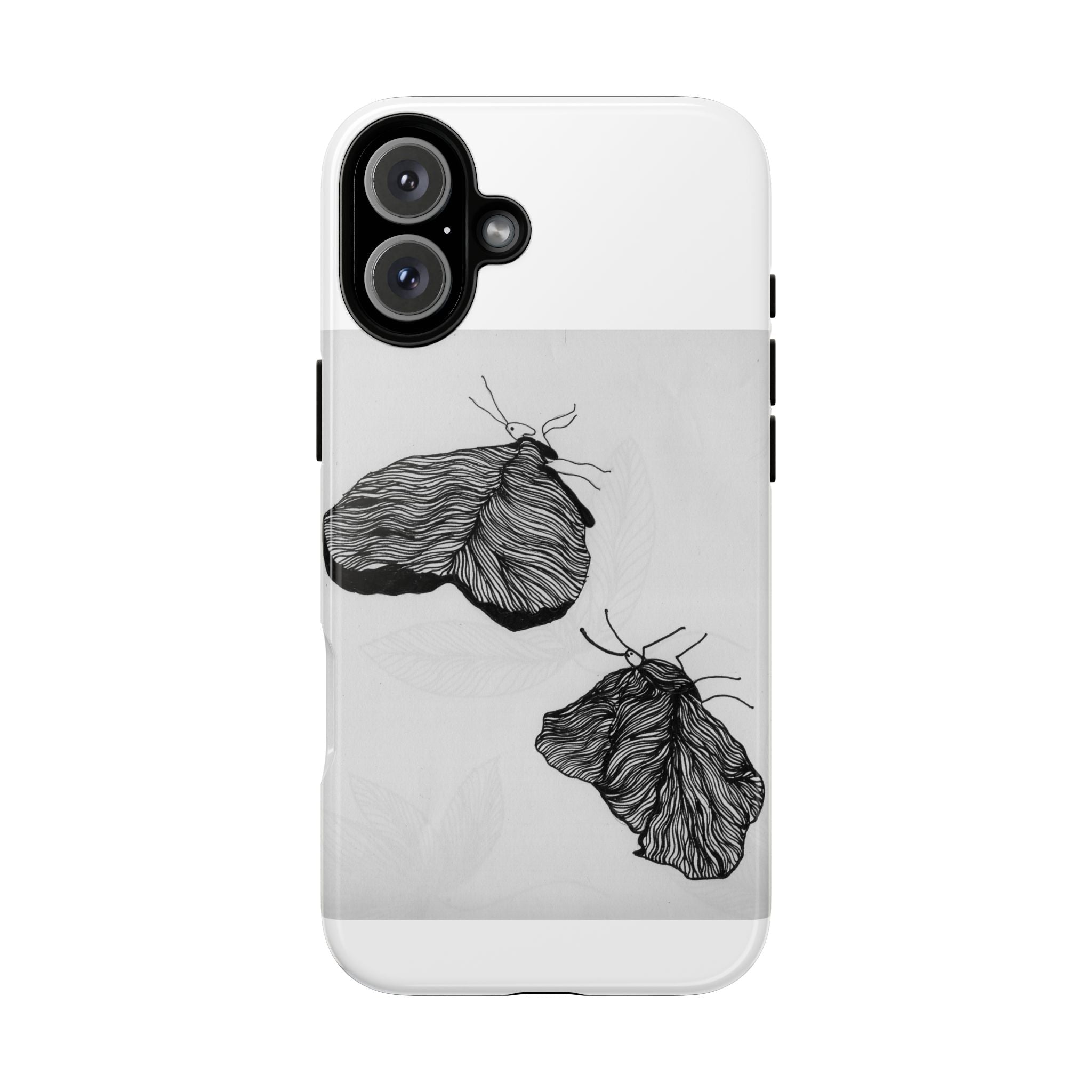 Moth Sketch Phone Case — Minimal Monochrome Insect Art iPhone Cover
