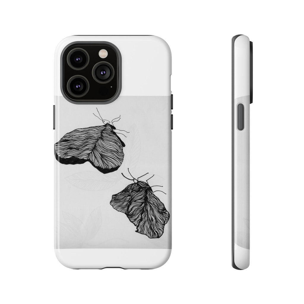 Moth Sketch Phone Case — Minimal Monochrome Insect Art iPhone Cover
