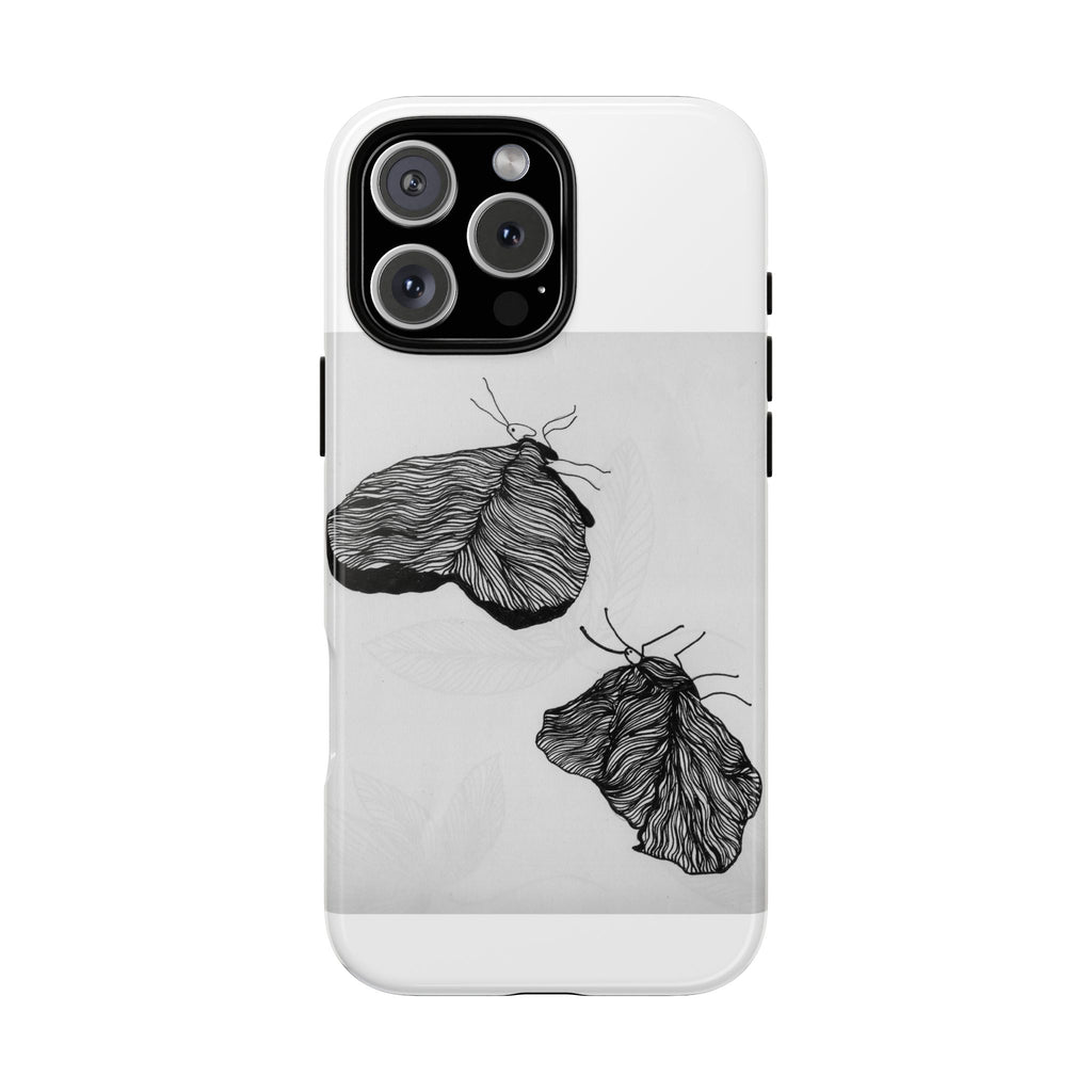 Moth Sketch Phone Case — Minimal Monochrome Insect Art iPhone Cover