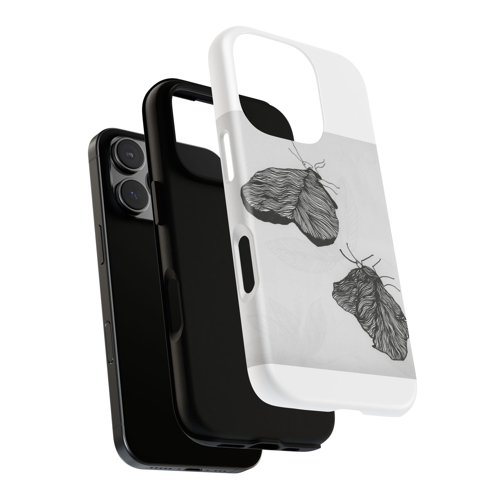 Moth Sketch Phone Case — Minimal Monochrome Insect Art iPhone Cover