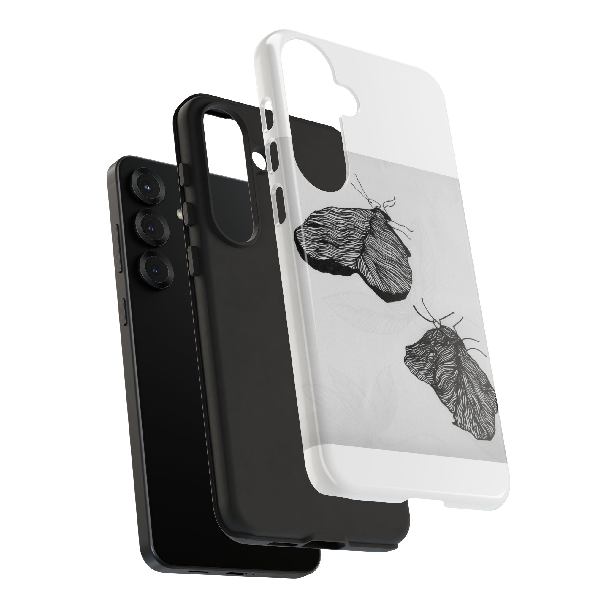 Moth Sketch Phone Case — Minimal Monochrome Insect Art iPhone Cover