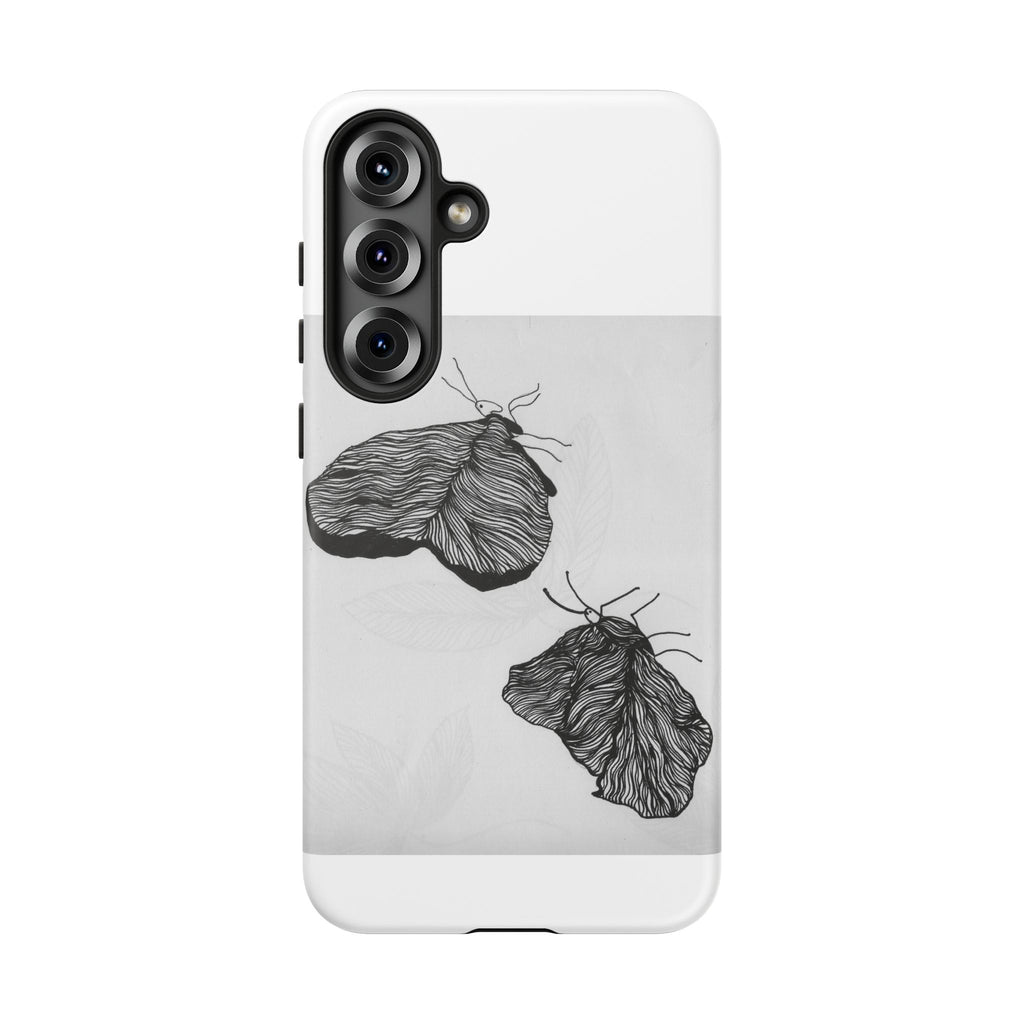 Moth Sketch Phone Case — Minimal Monochrome Insect Art iPhone Cover