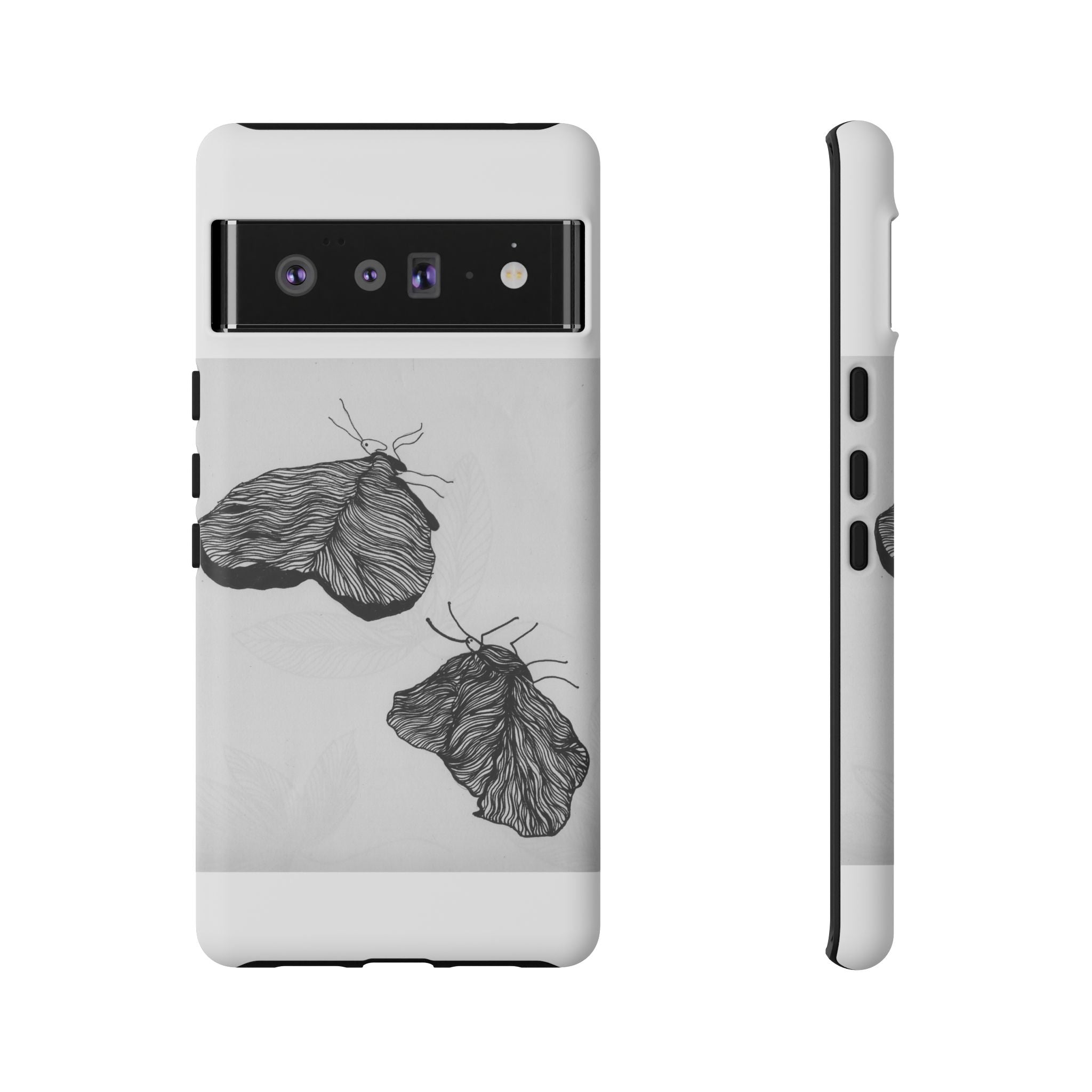 Moth Sketch Phone Case — Minimal Monochrome Insect Art iPhone Cover