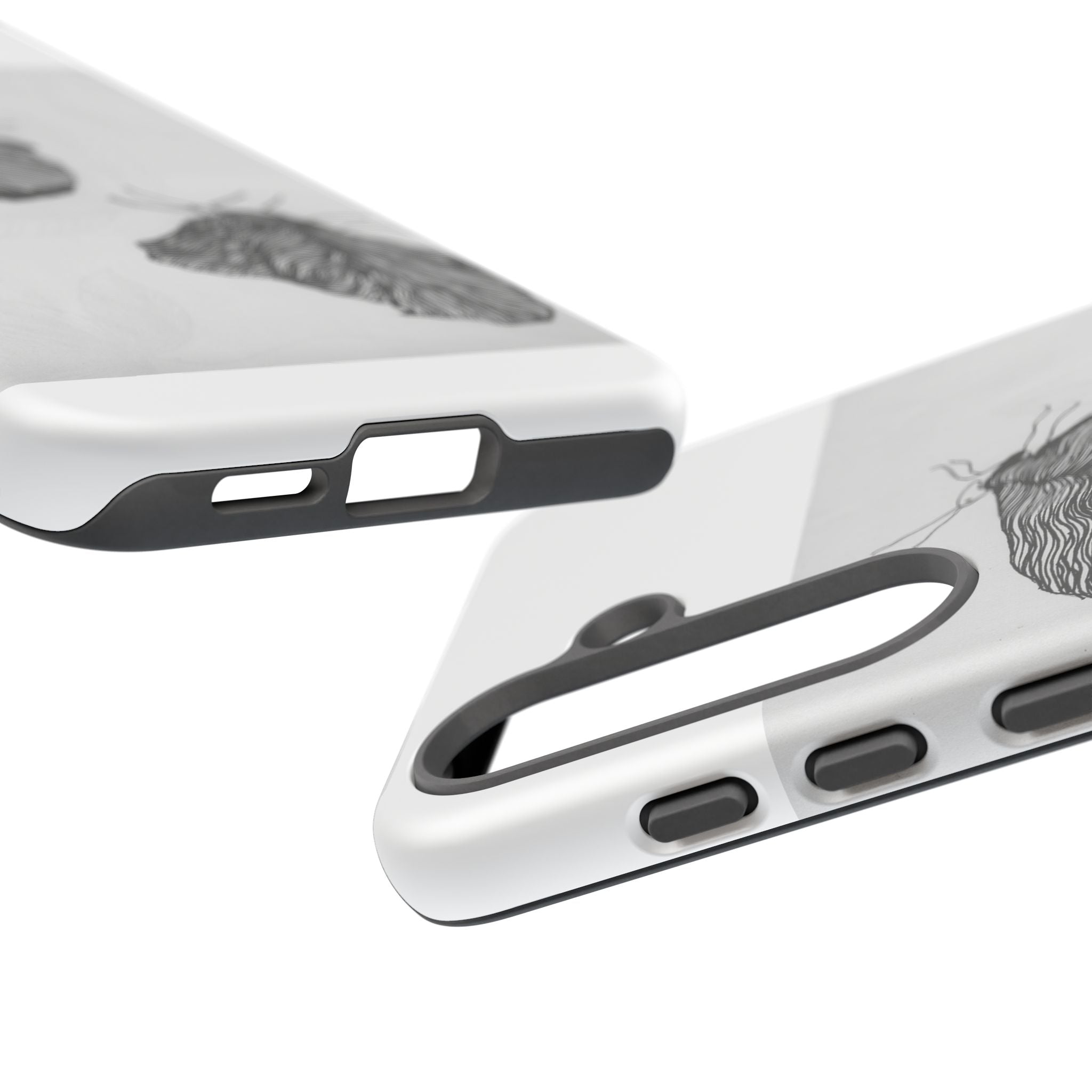 Moth Sketch Phone Case — Minimal Monochrome Insect Art iPhone Cover