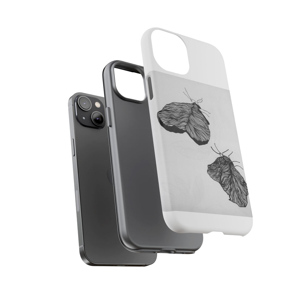 Moth Sketch Phone Case — Minimal Monochrome Insect Art iPhone Cover